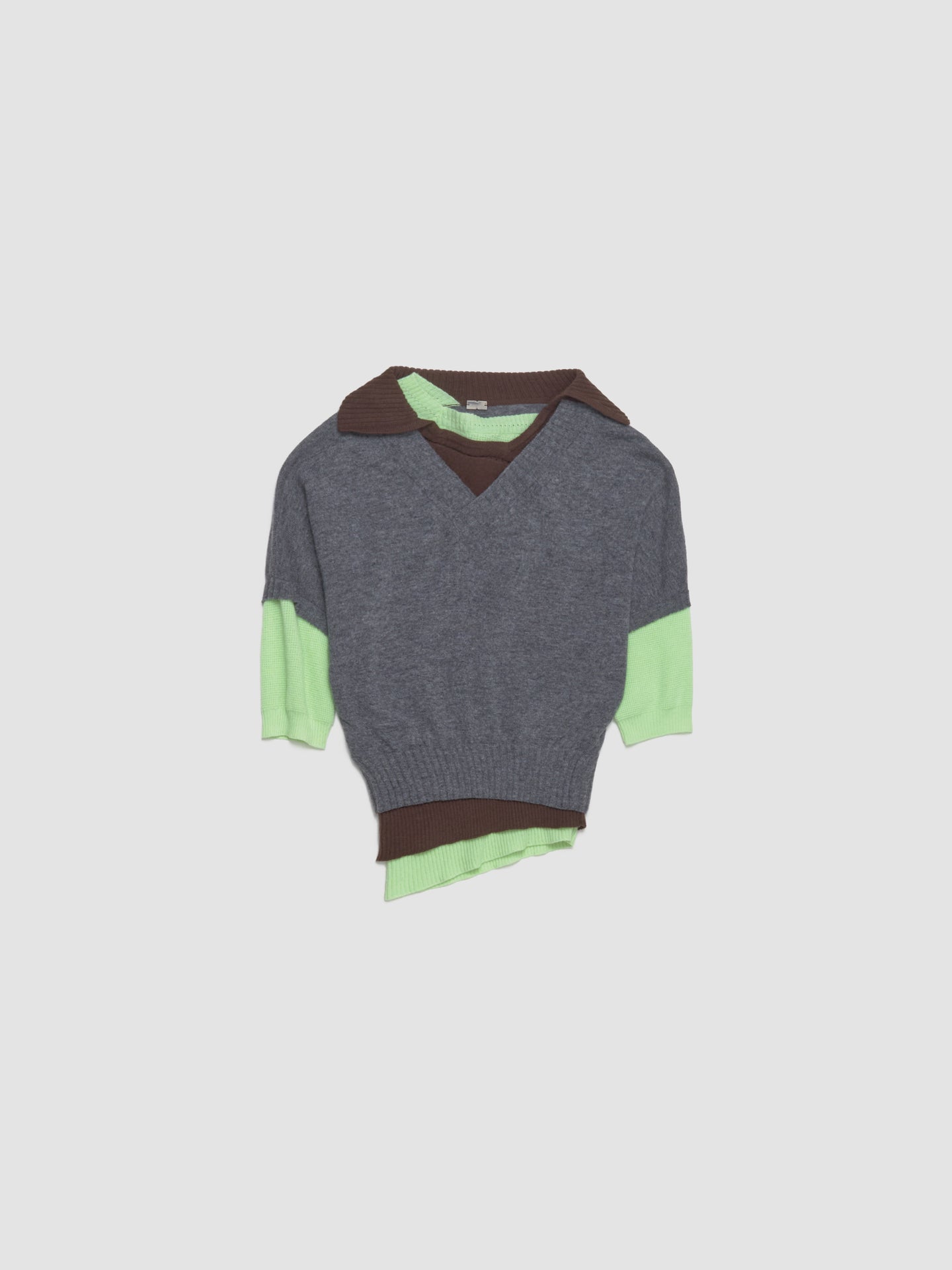 Triple Sweater in Grey & Apple Green
