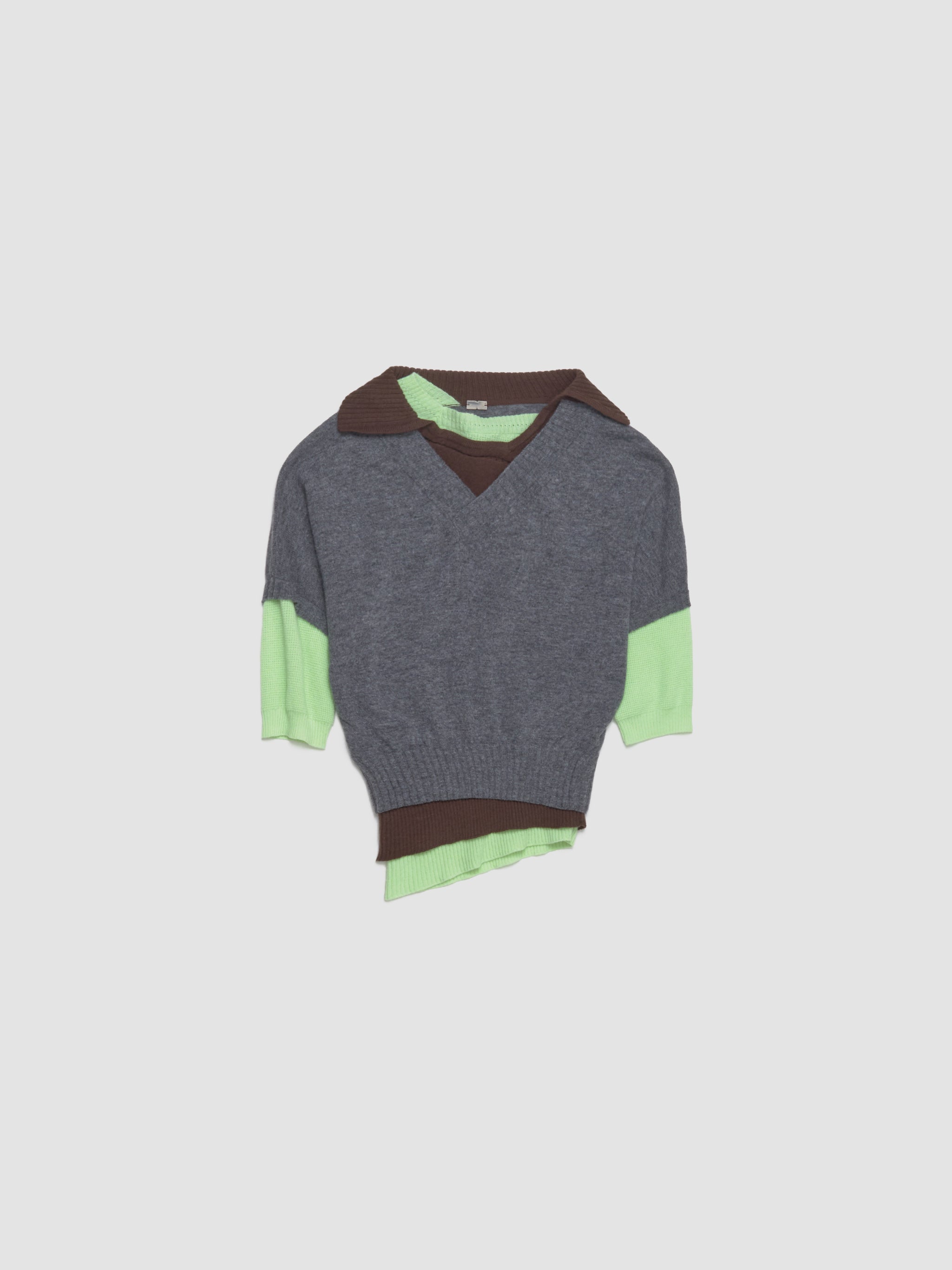 Triple Sweater in Grey & Apple Green