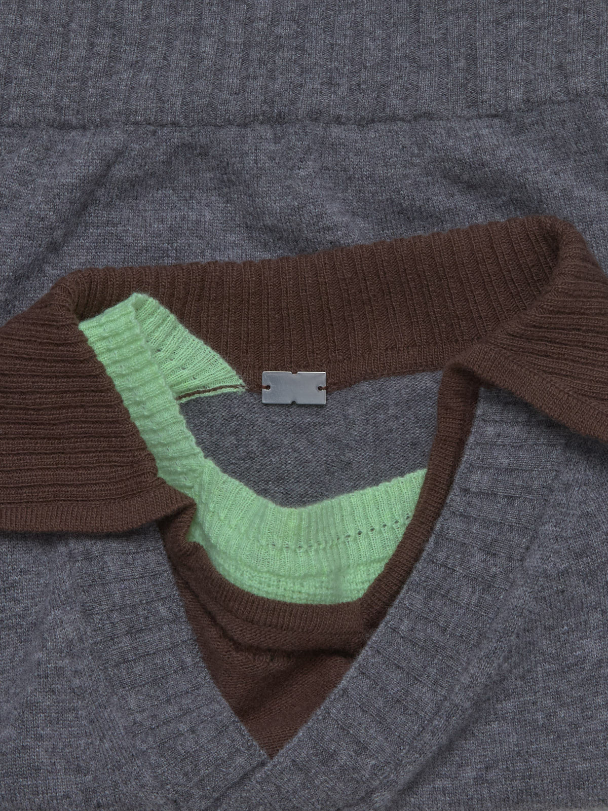 Triple Sweater in Grey & Apple Green