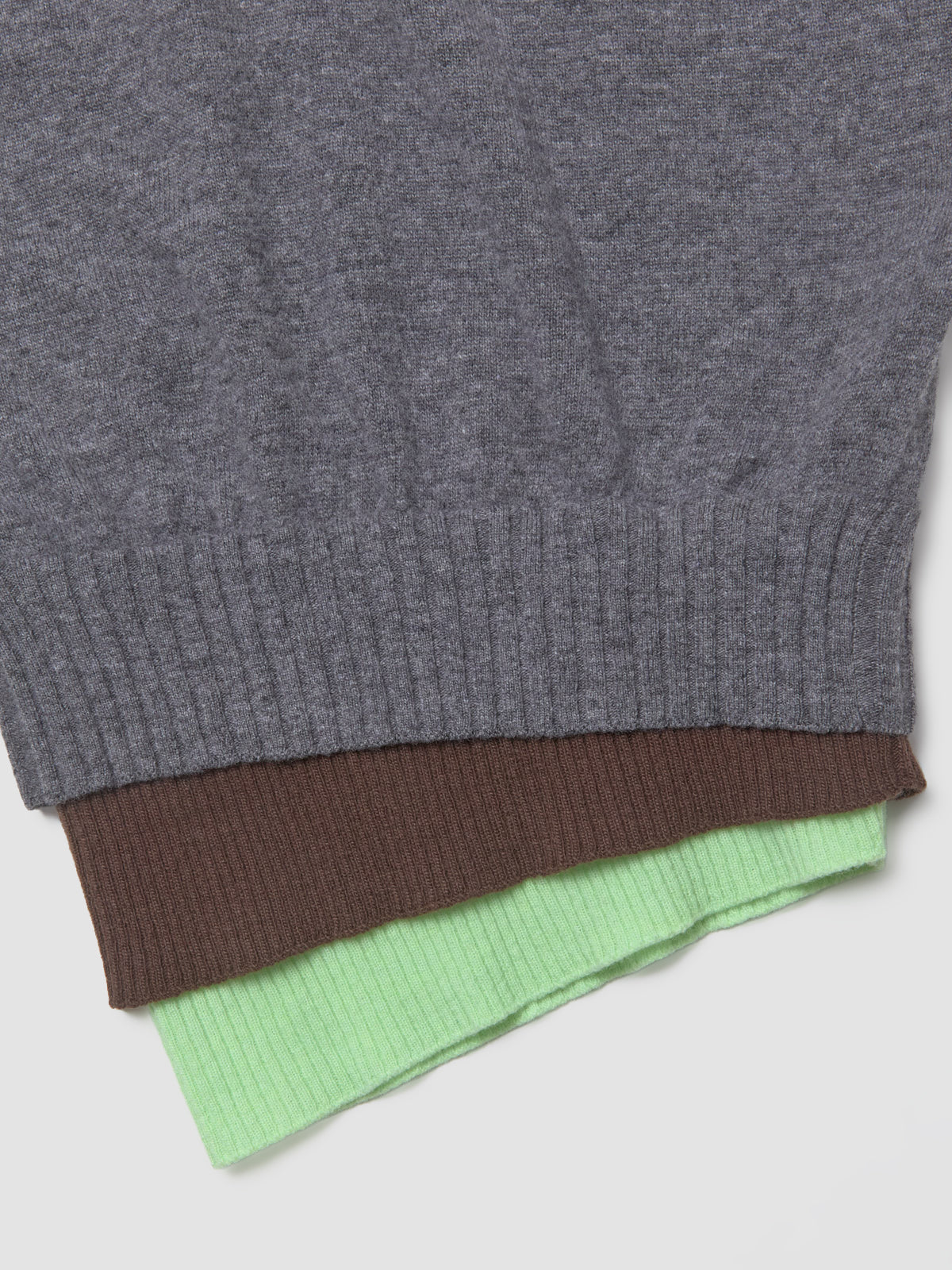 Triple Sweater in Grey & Apple Green