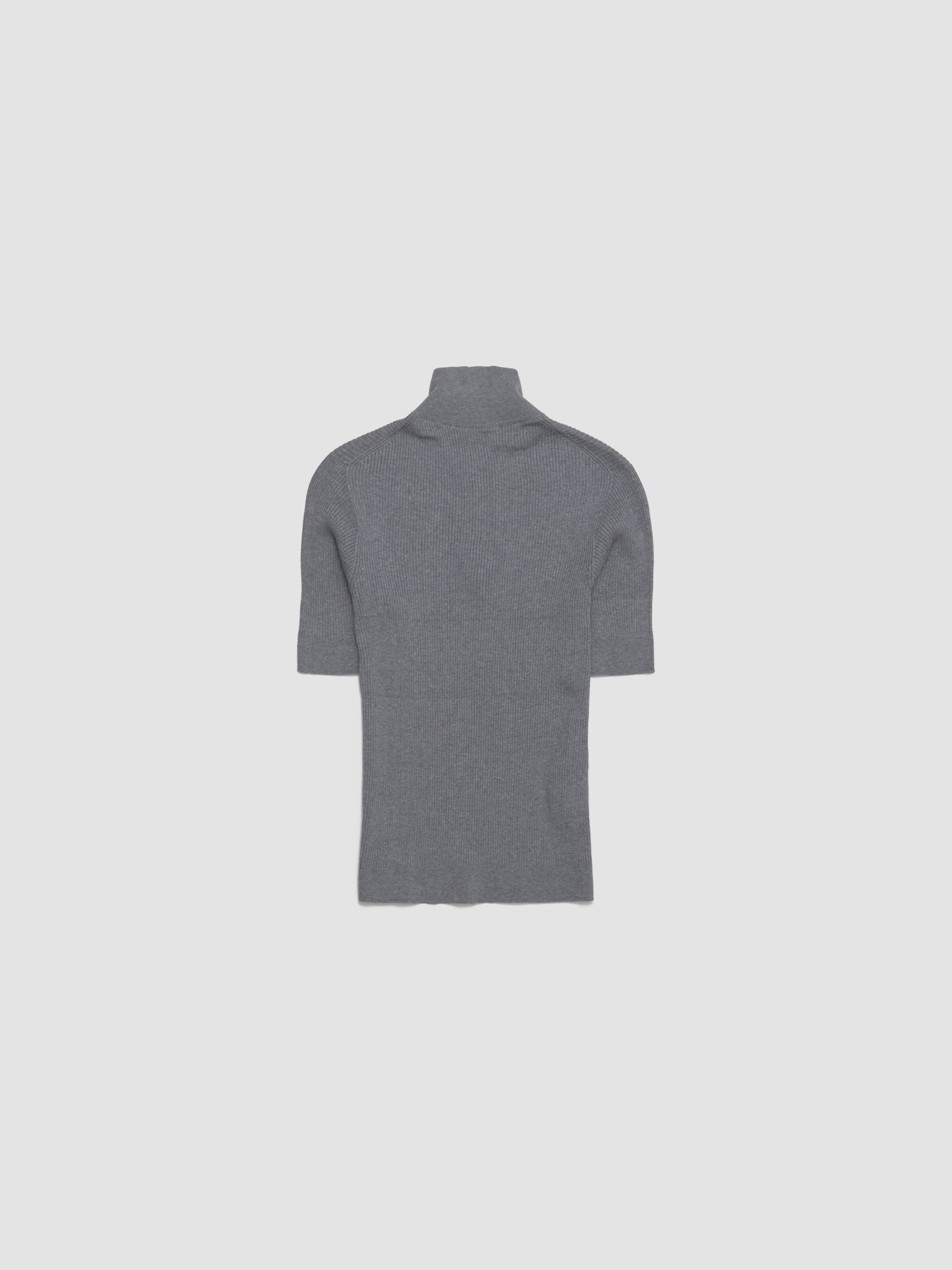 Cotton Half-Zip Sweater in Grey