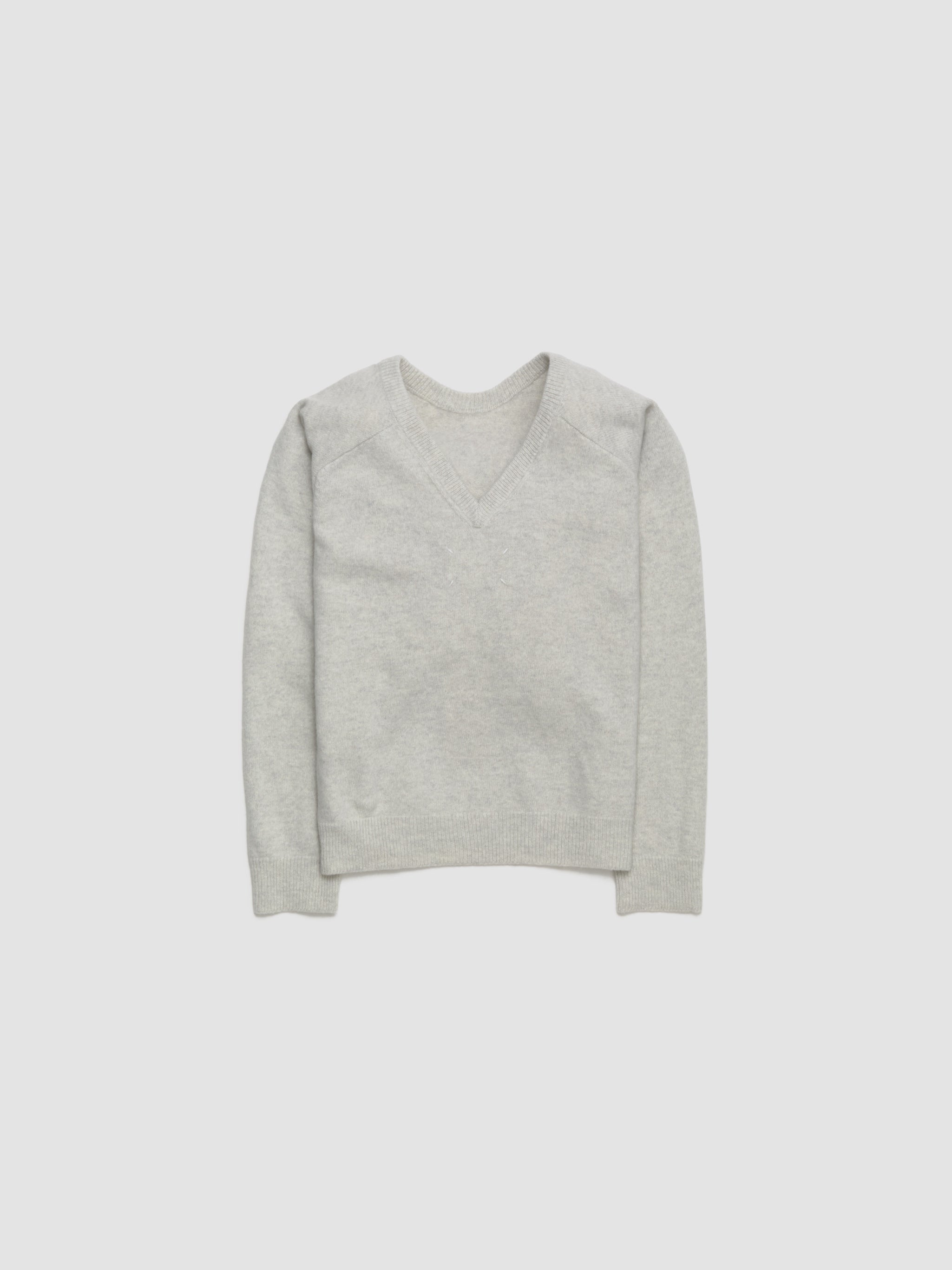 V-Neck Sweater in Light Grey