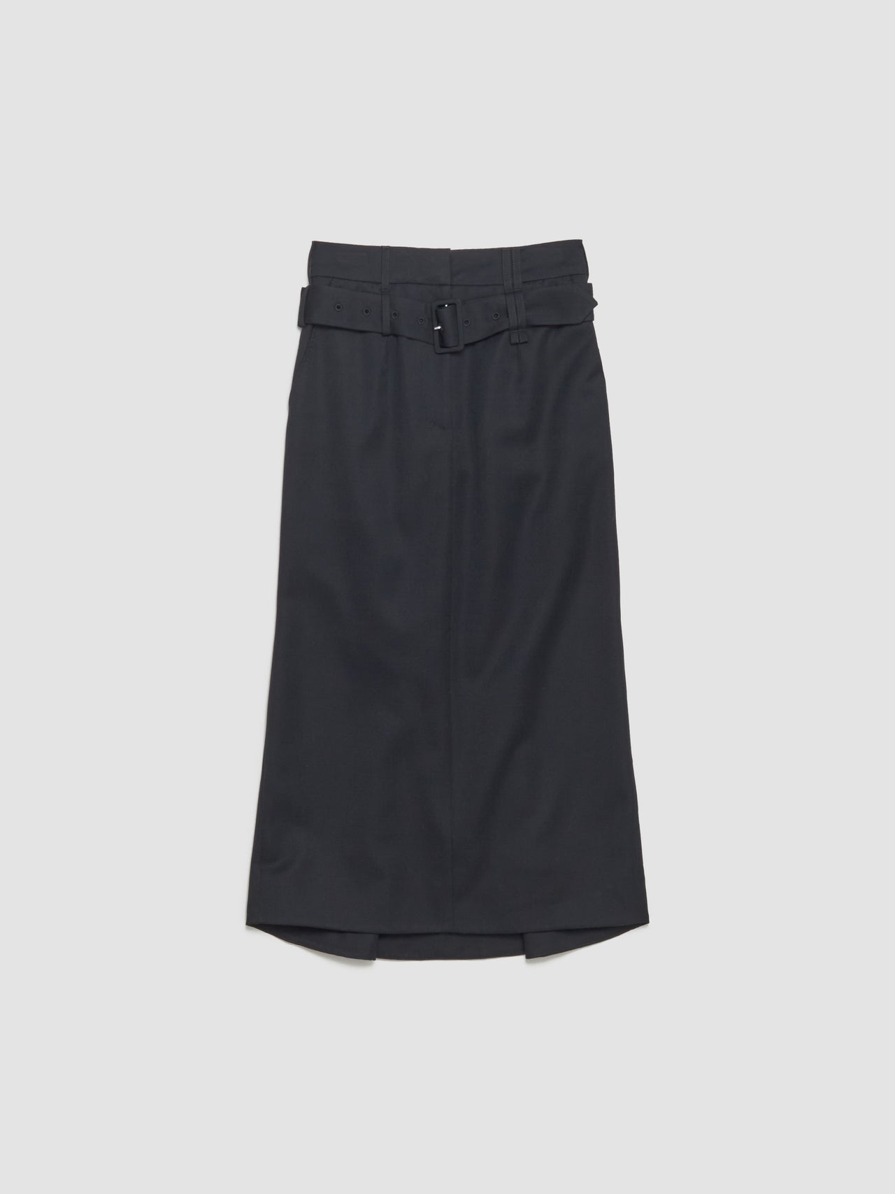 Multi Belt Loop Kick Back Skirt in Black