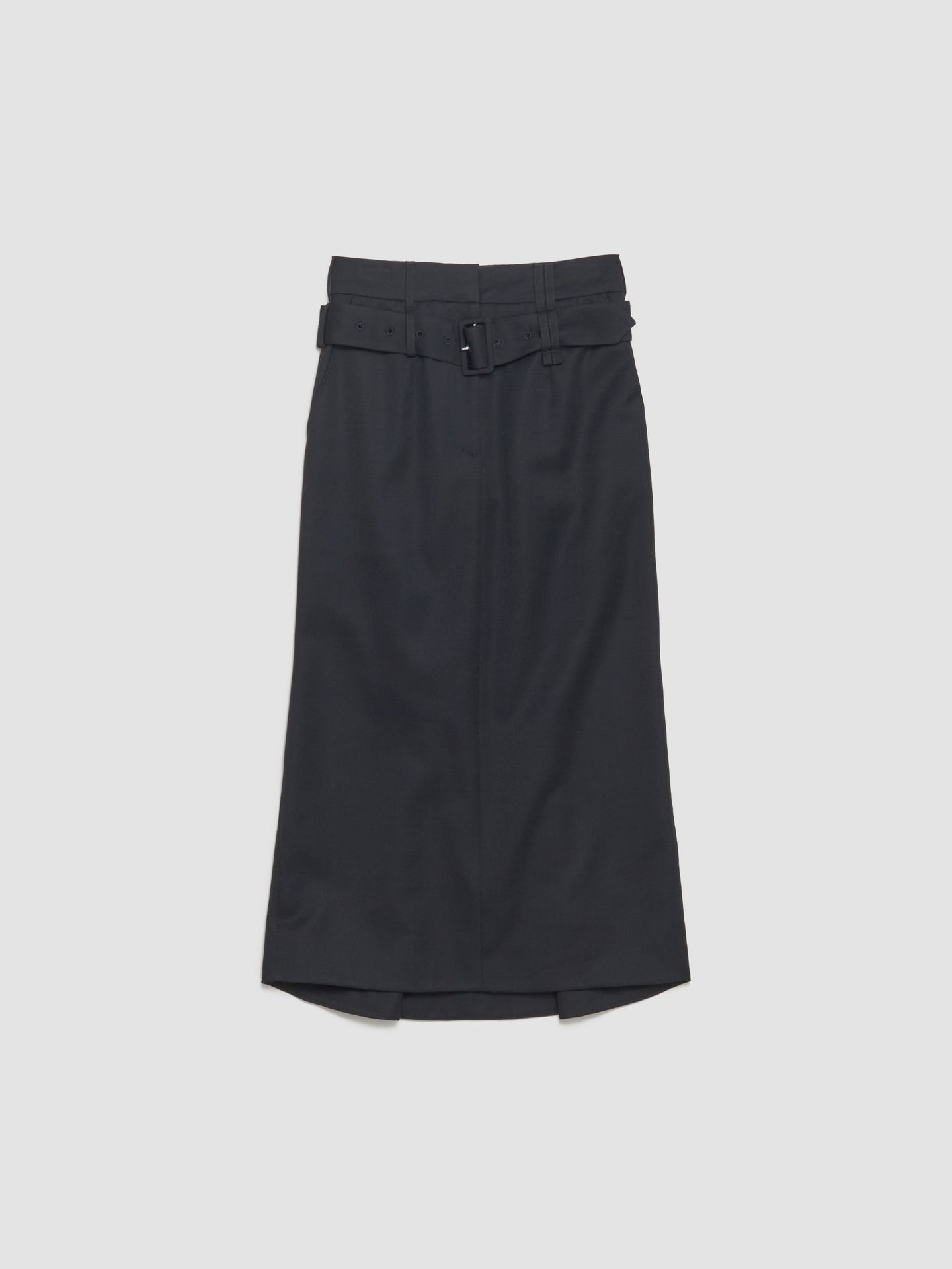 Multi Belt Loop Kick Back Skirt in Black