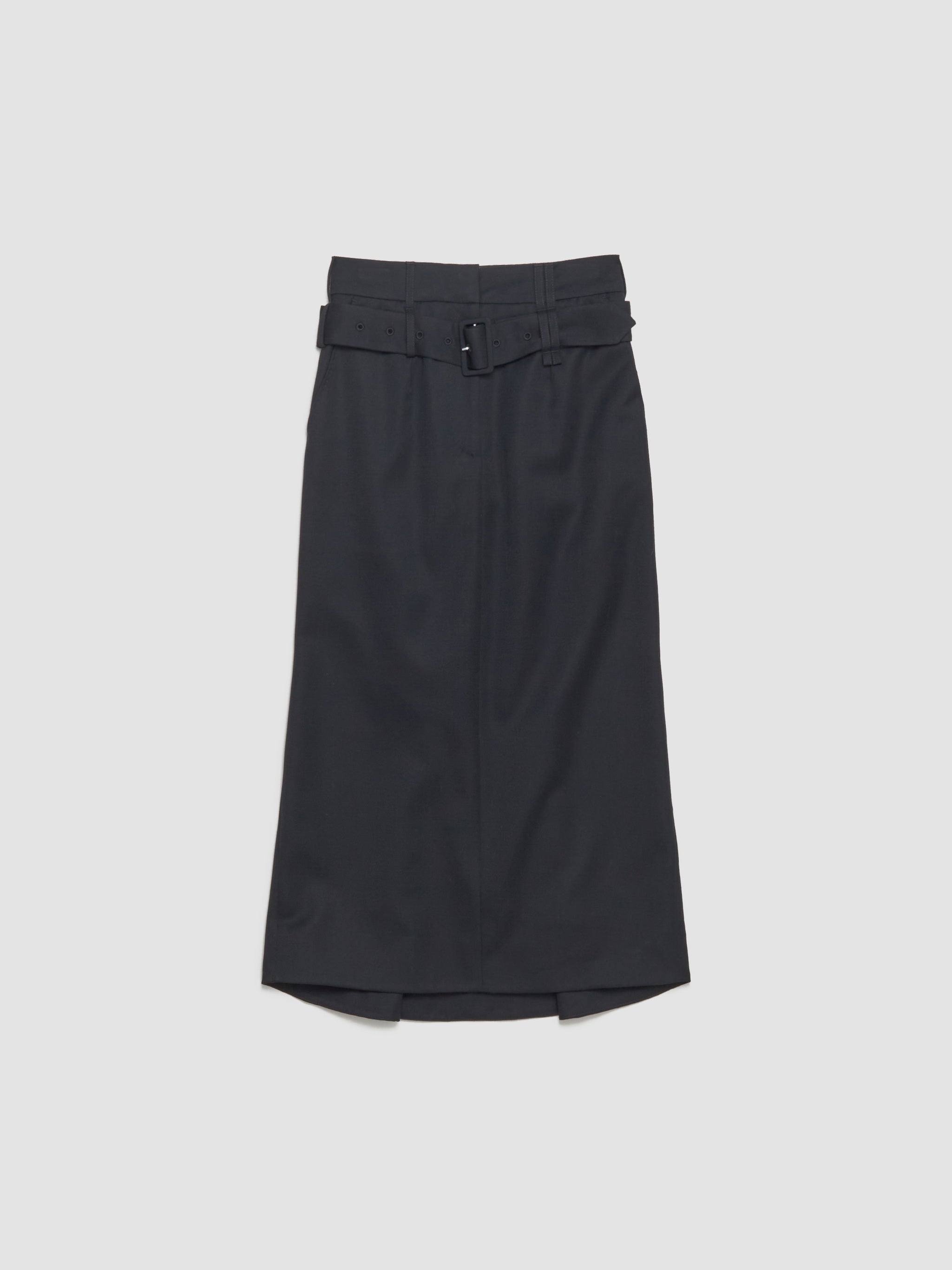 Multi Belt Loop Kick Back Skirt in Black