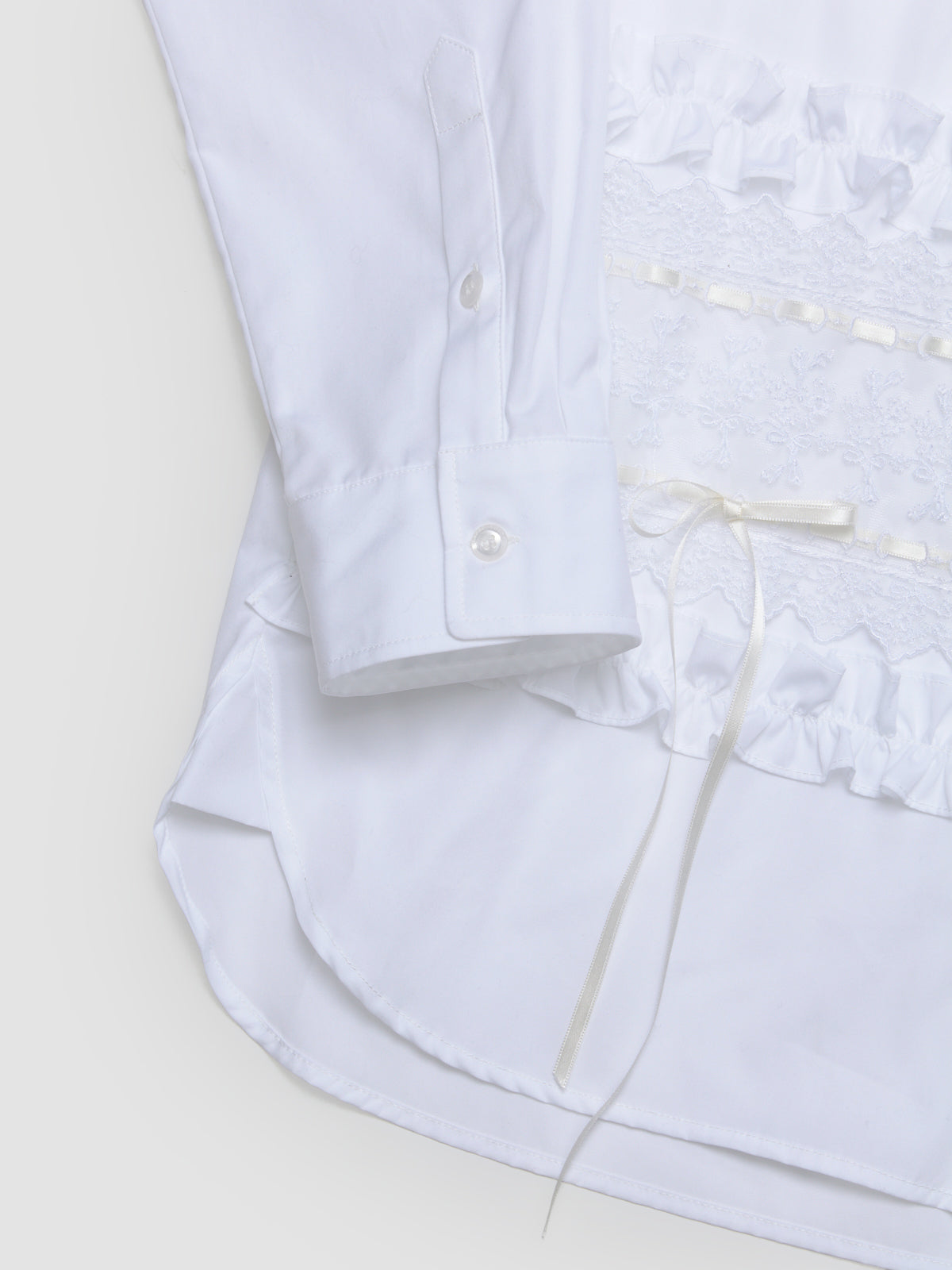 Ribbon Trim Easy Shirt in White