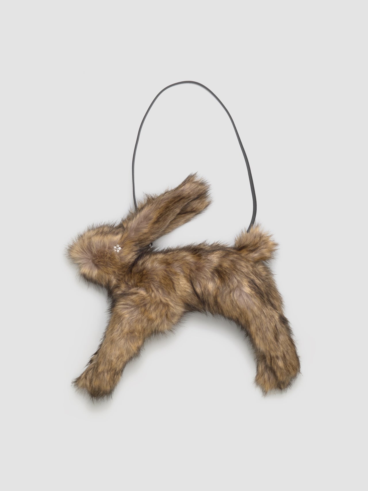 Faux Fur Hare Crossbody Bag in Brown