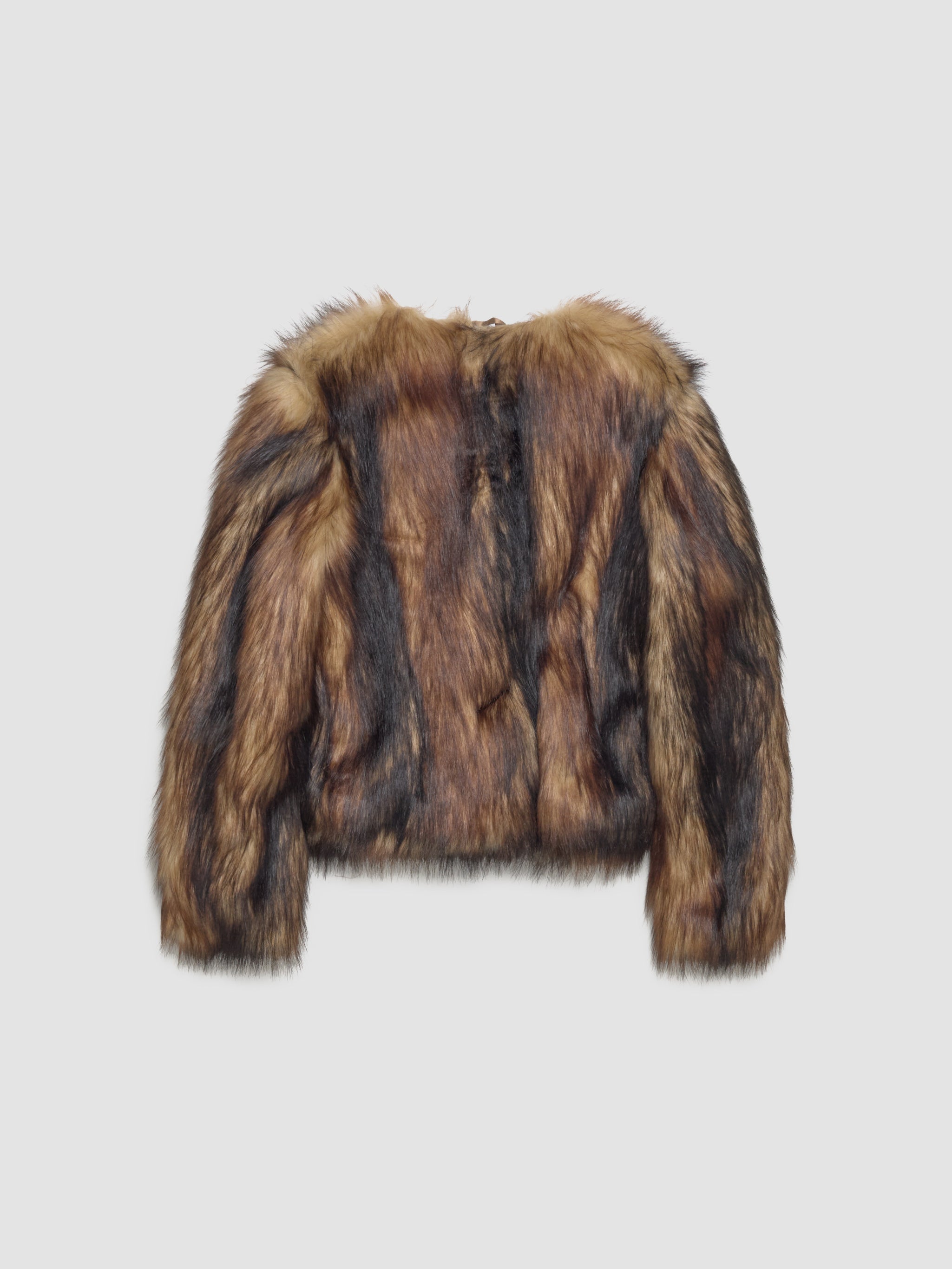 Sculpted Faux Fur Fray Jacket in Natural