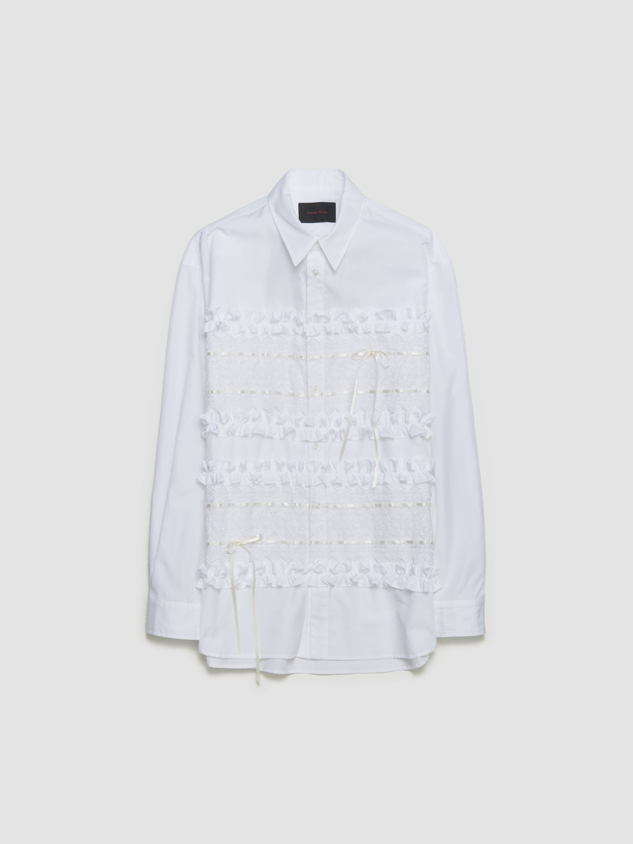 Ribbon Trim Easy Shirt in White