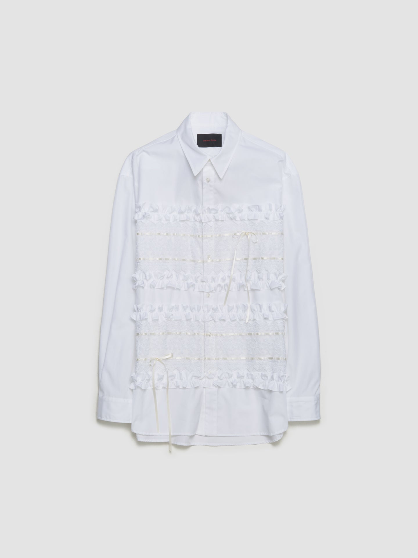 Ribbon Trim Easy Shirt in White