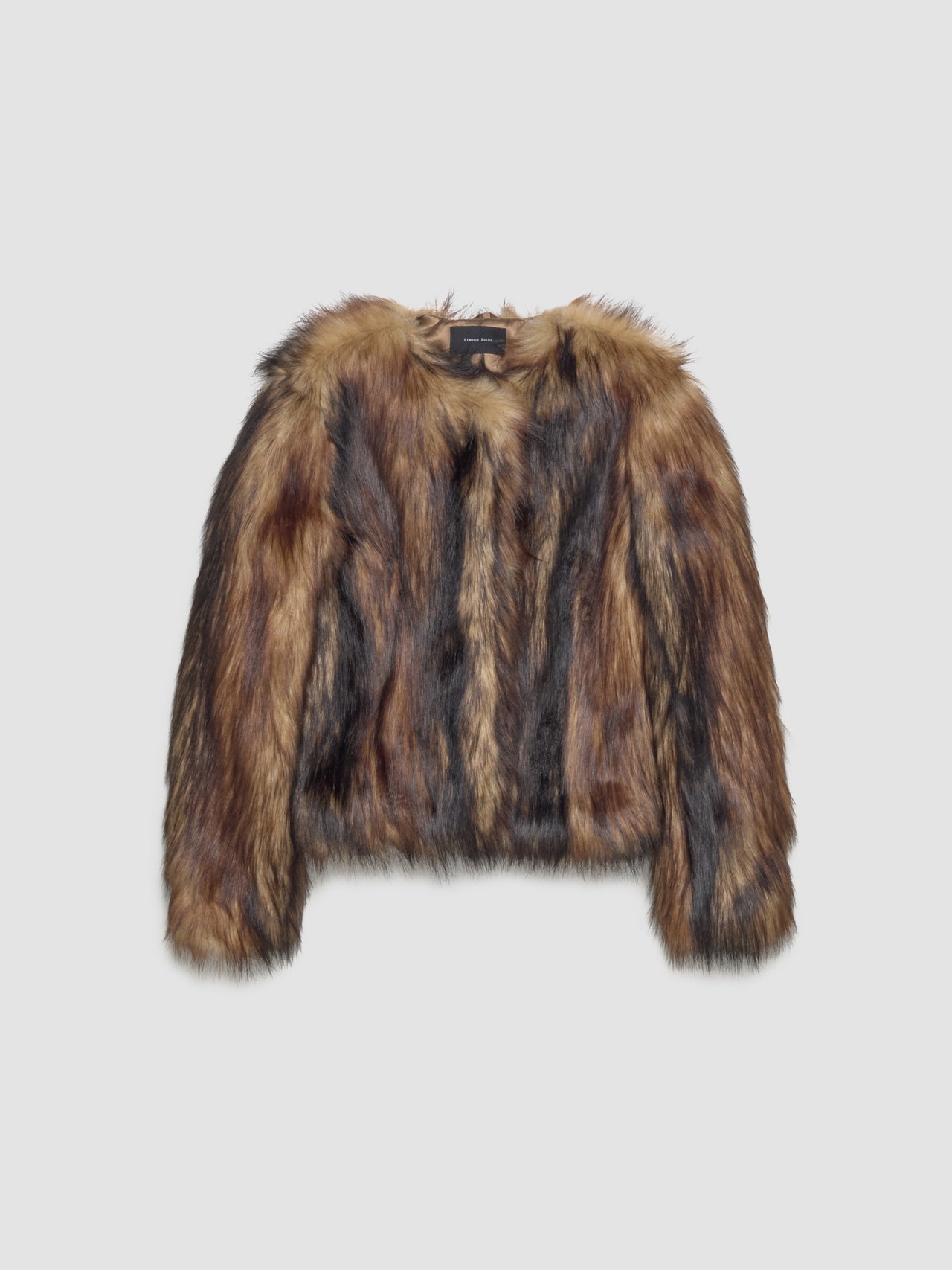 Sculpted Faux Fur Fray Jacket in Natural