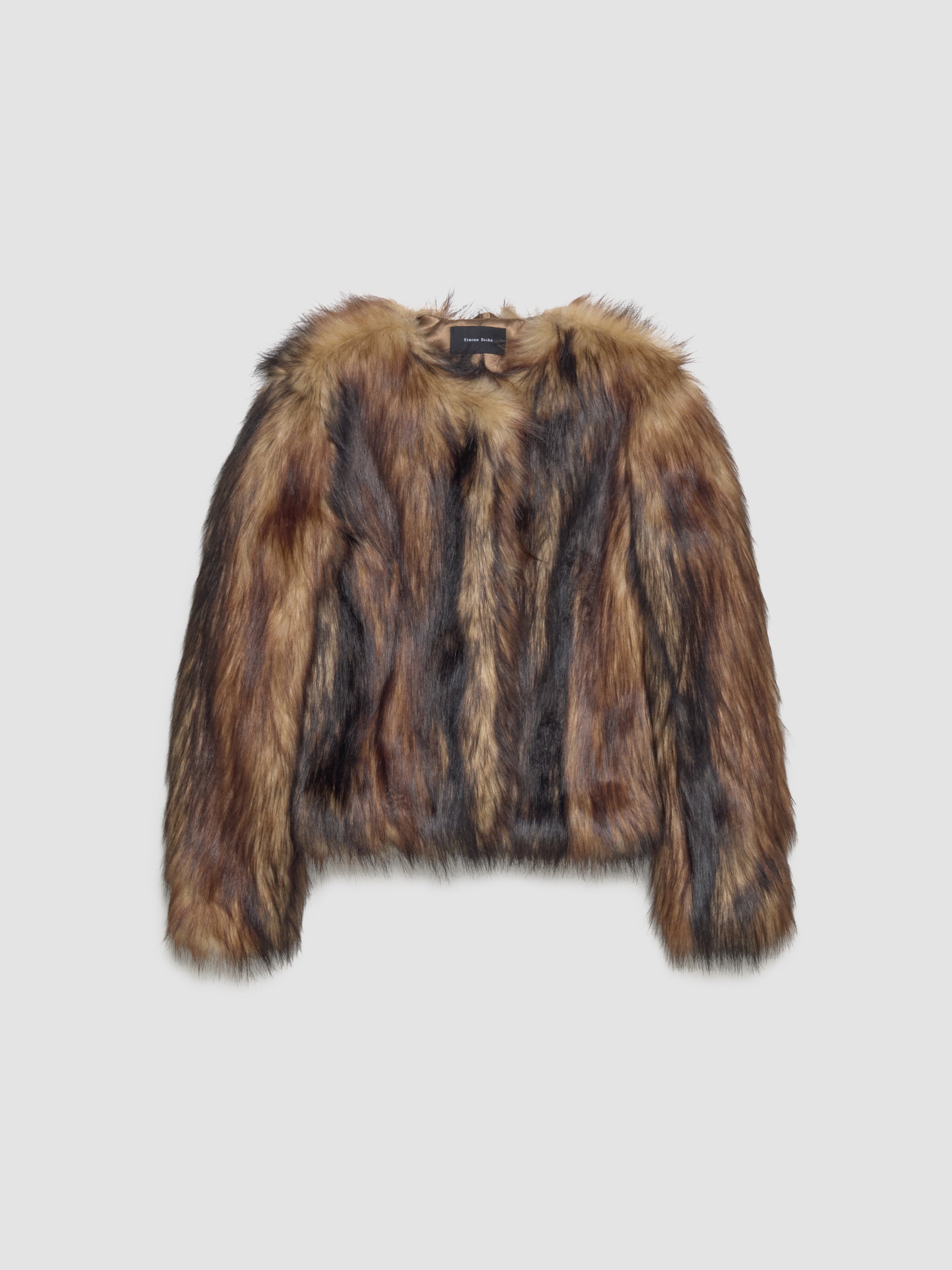 Sculpted Faux Fur Fray Jacket in Natural