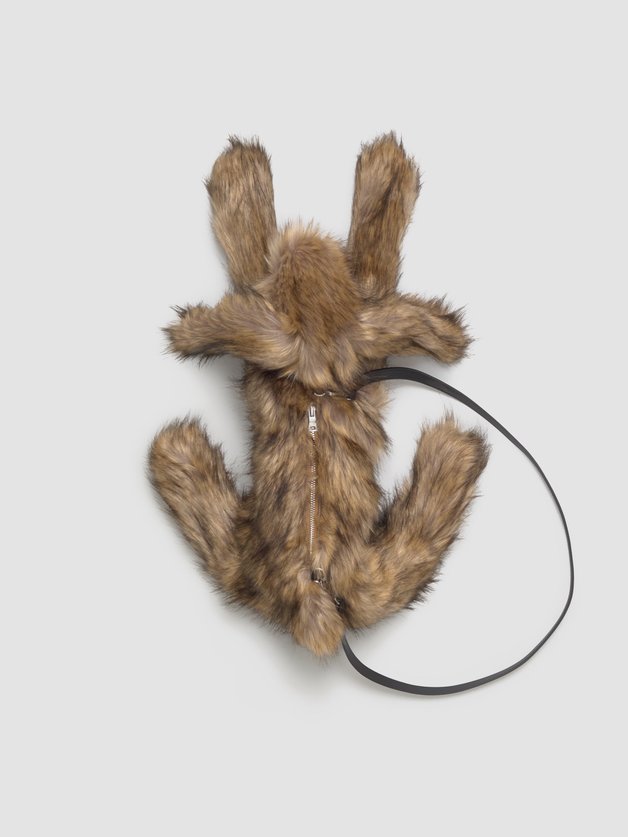 Faux Fur Hare Crossbody Bag in Brown