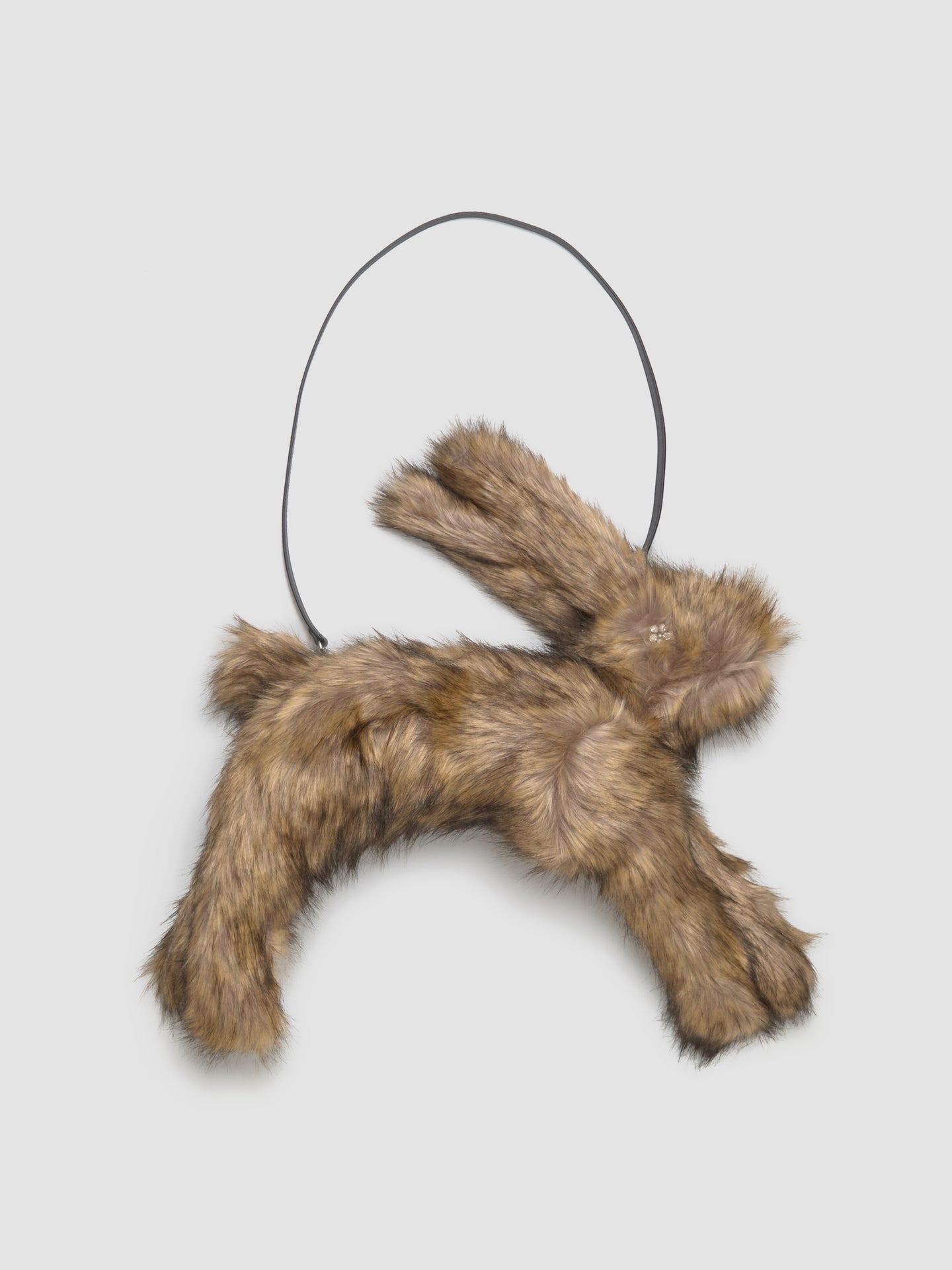 Faux Fur Hare Crossbody Bag in Brown