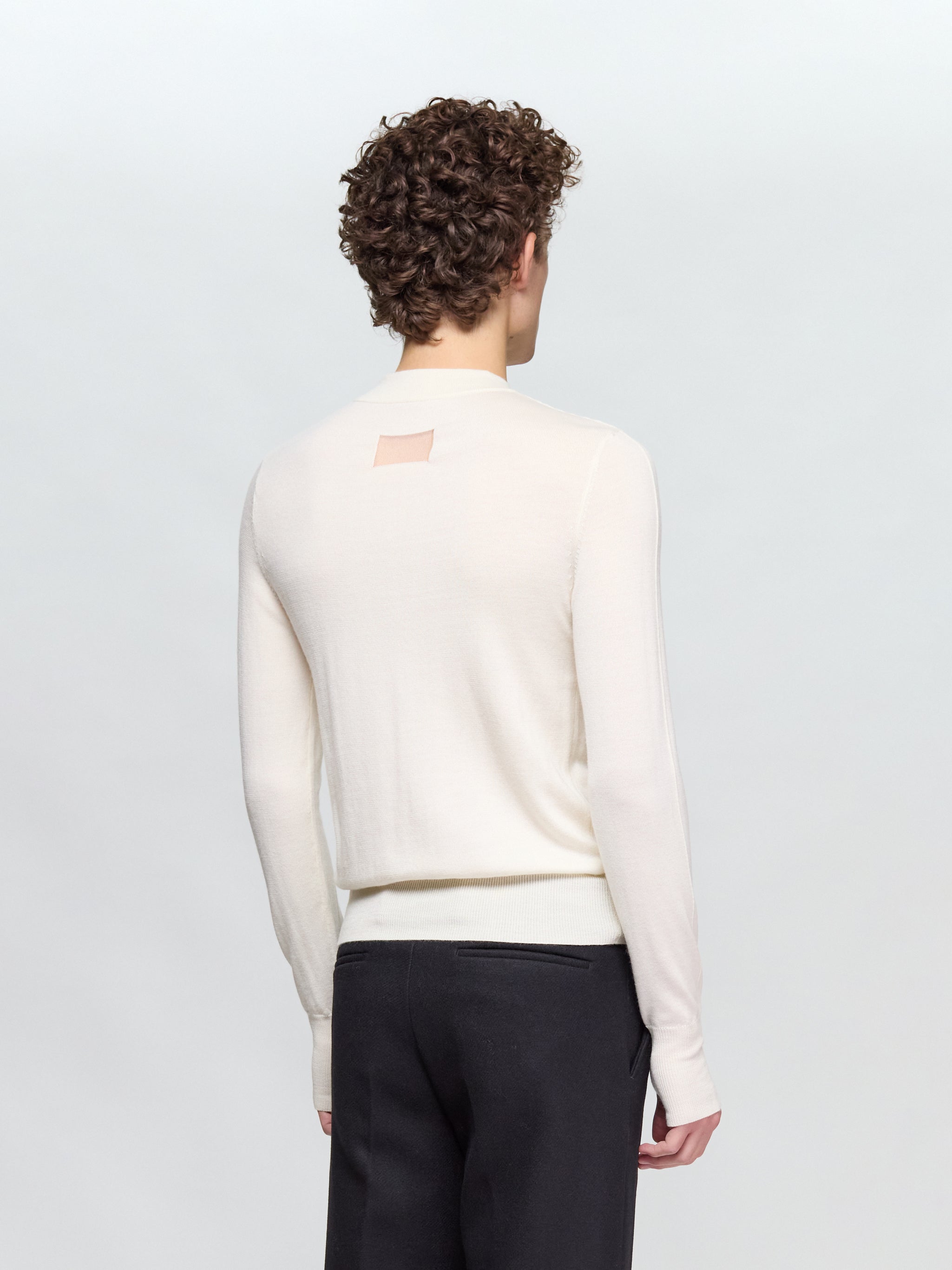 Gradient Stripes Merino Wool Knit in Ivory