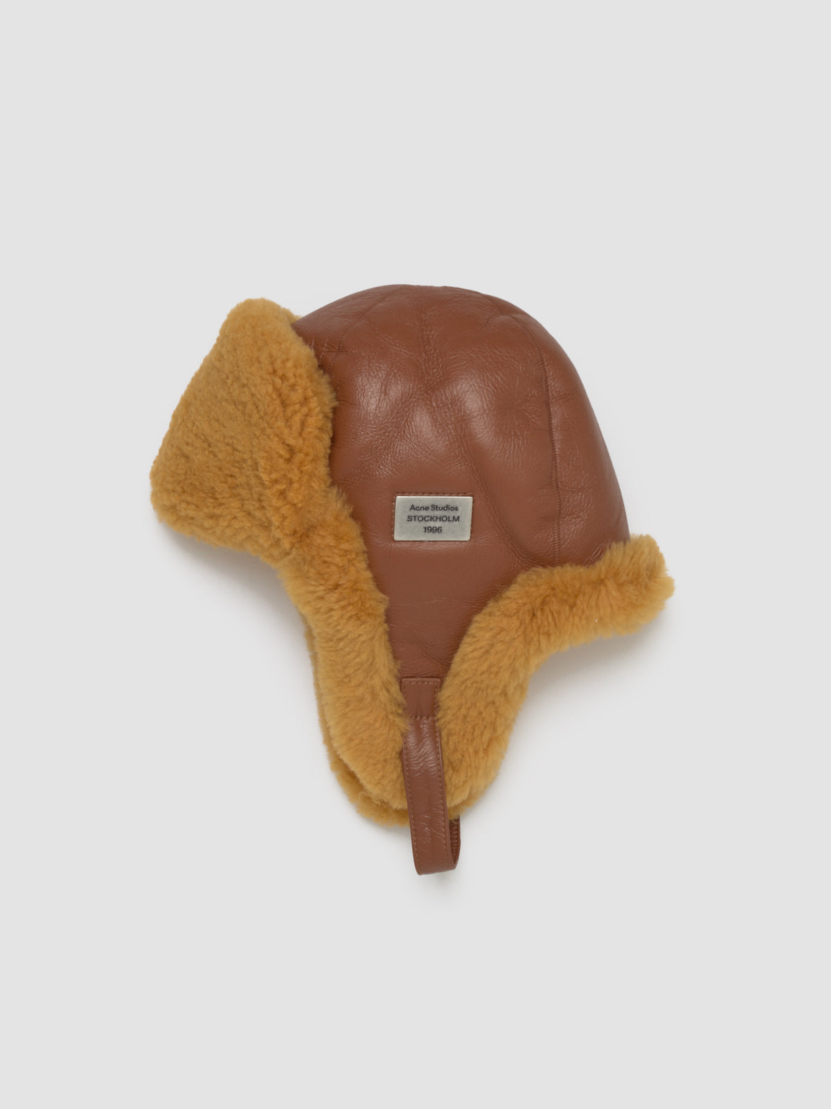 Shearling Hat in Rust Brown