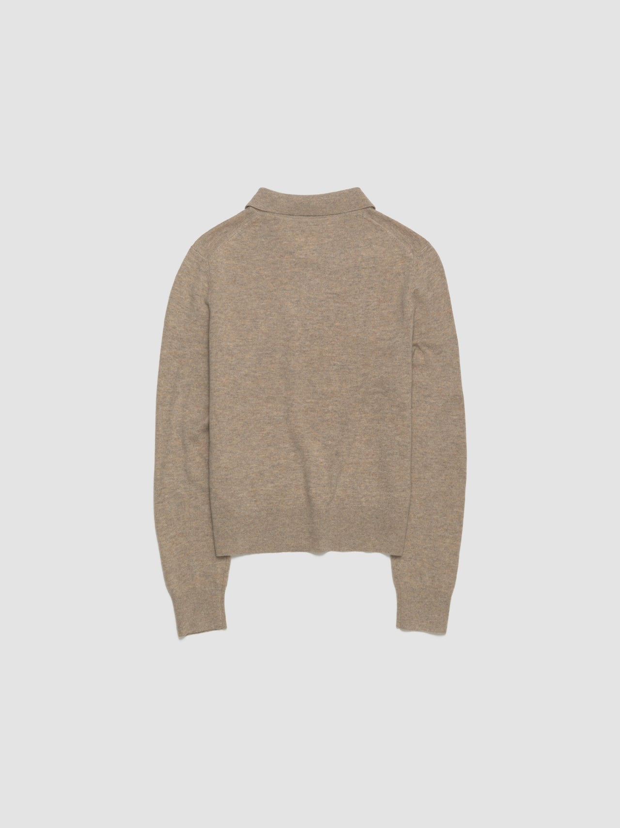 Yak Wool Polo Sweater in Oat Beige