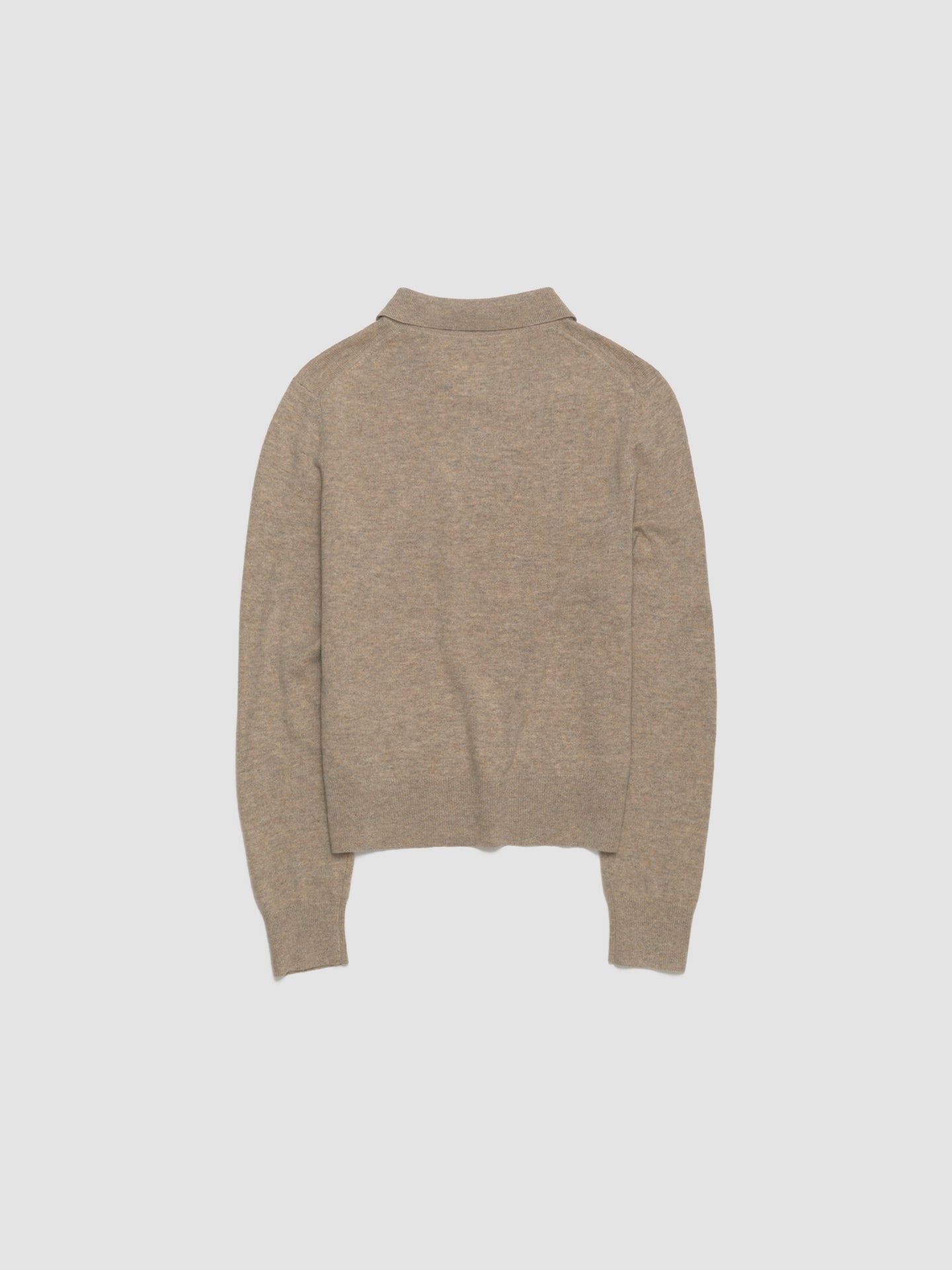Yak Wool Polo Sweater in Oat Beige