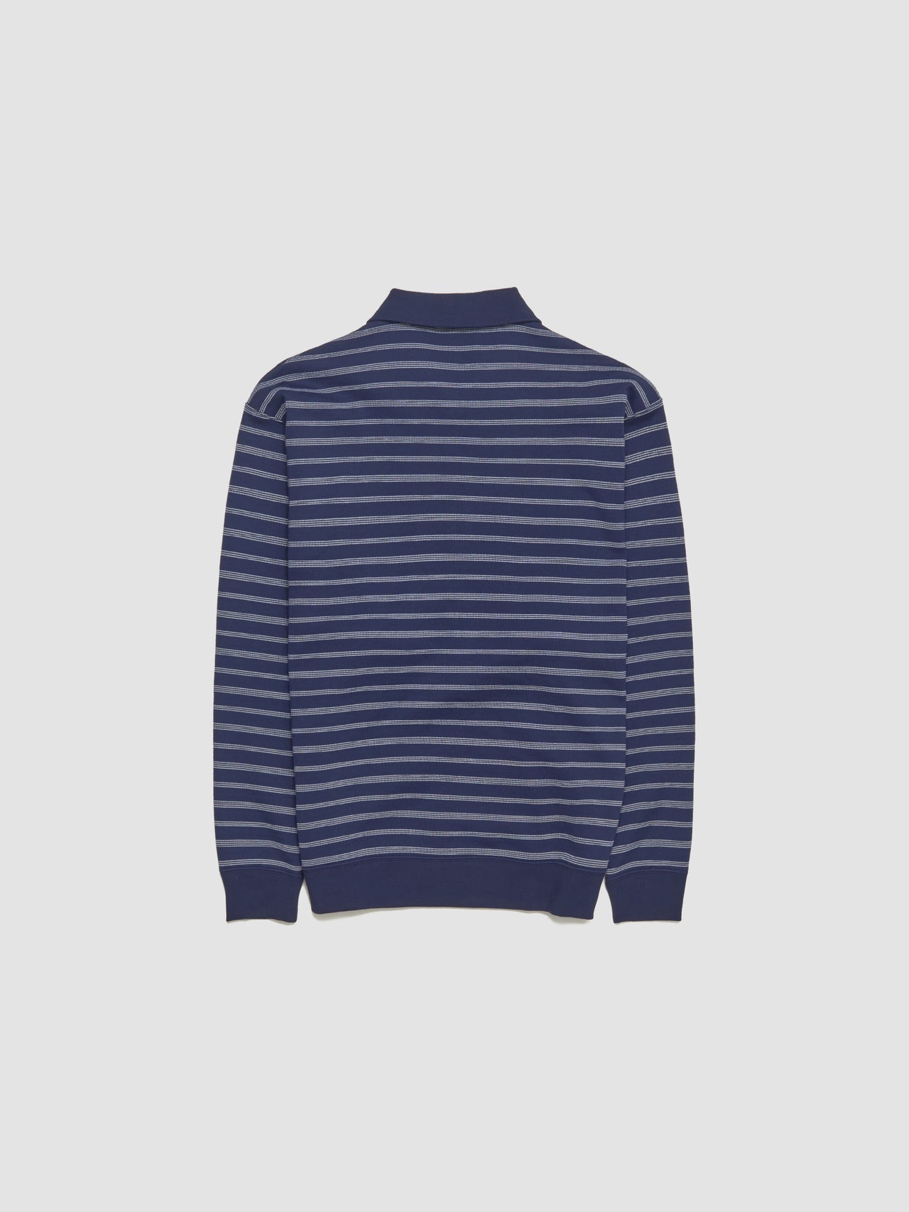 Striped Polo Shirt With Zip in Blue & White