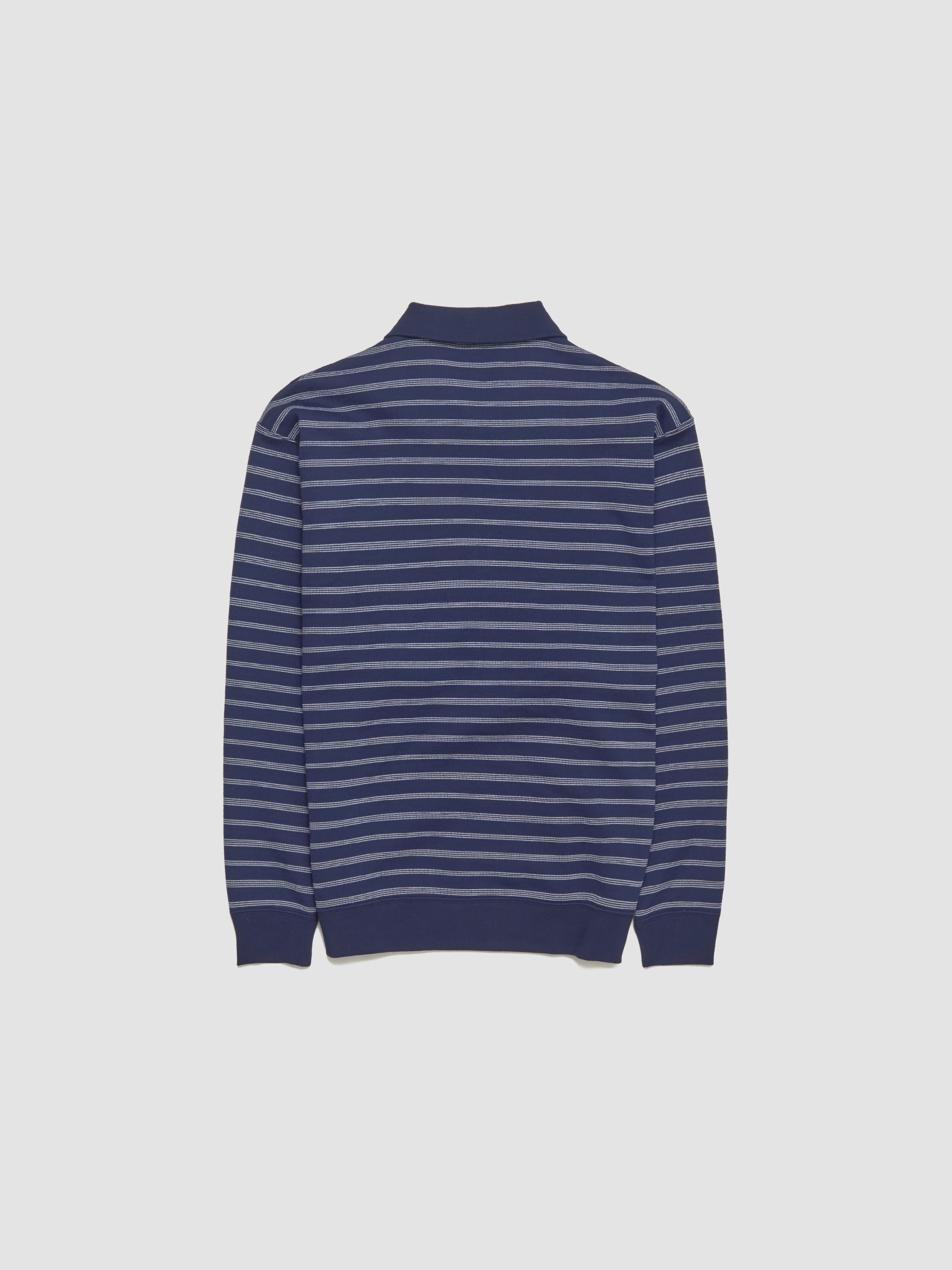 Striped Polo Shirt With Zip in Blue & White