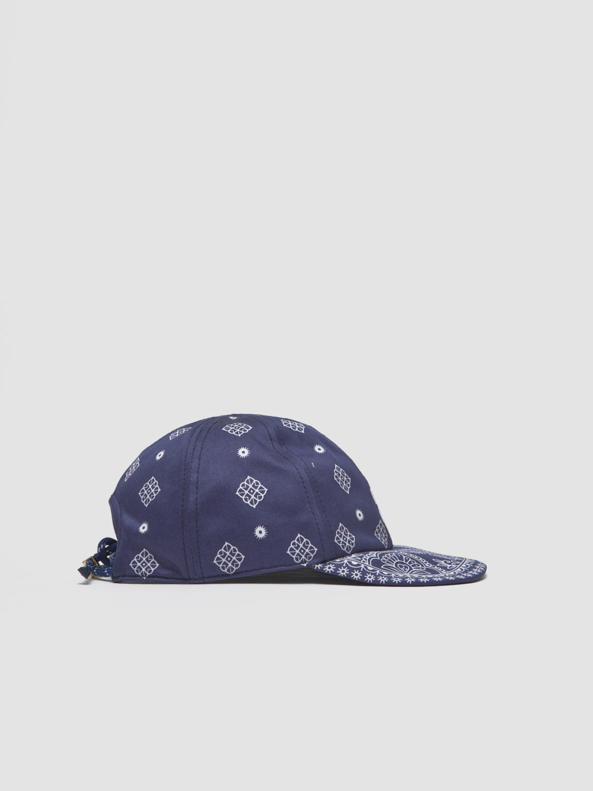 Printed Cotton Baseball Cap in Blue & White