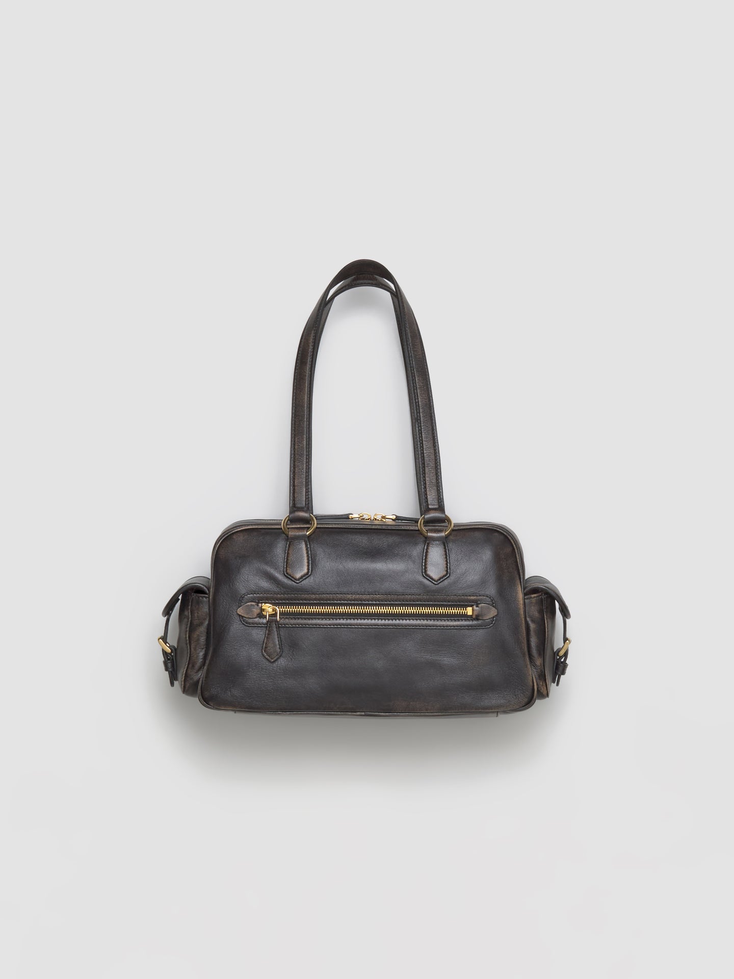 Pocket Handle Bag Made Of Nappa Leather in Coffee Brown