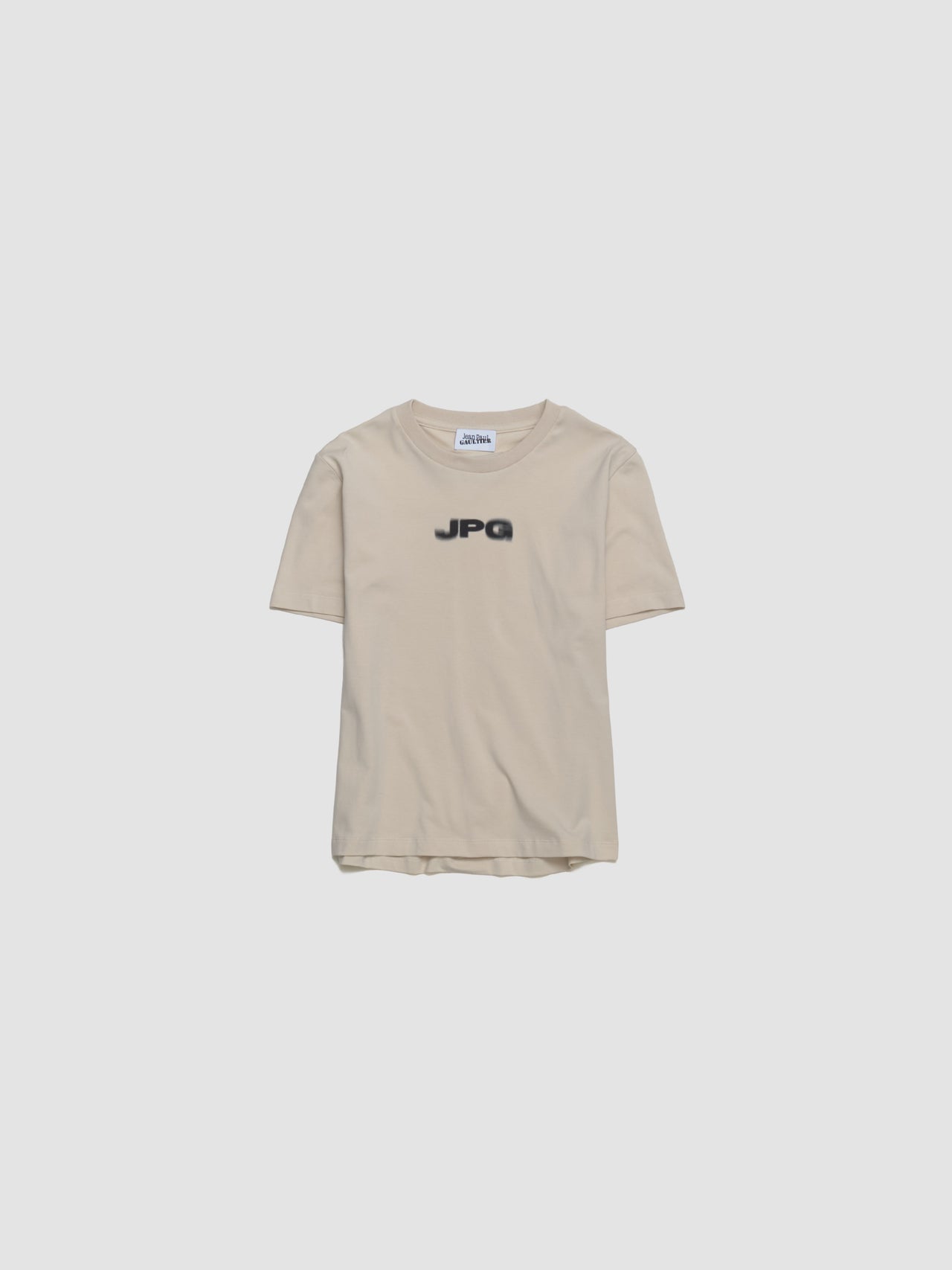 Cotton Baby Tee Printed "JPG" in Light Beige