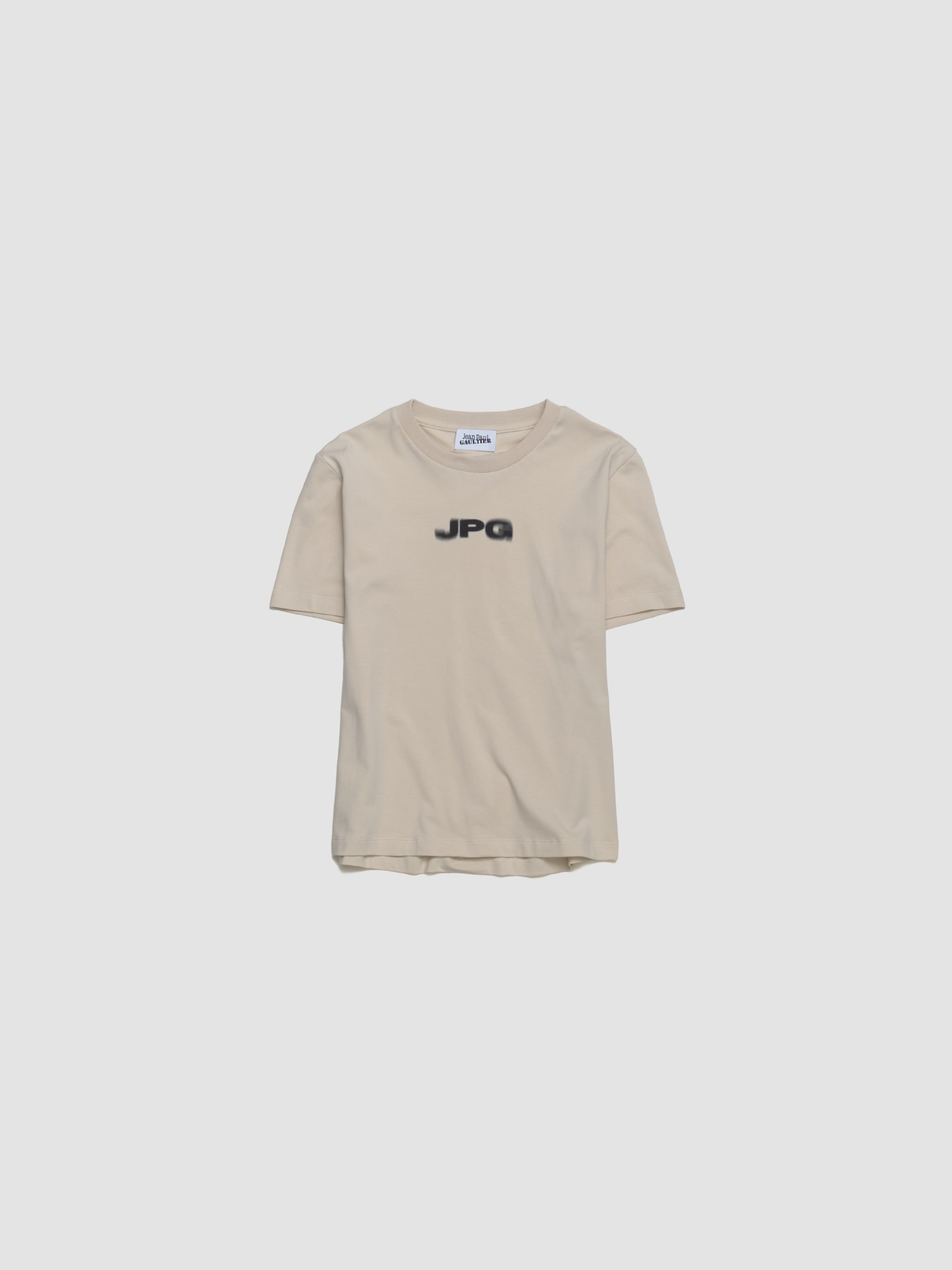 Cotton Baby Tee Printed "JPG" in Light Beige