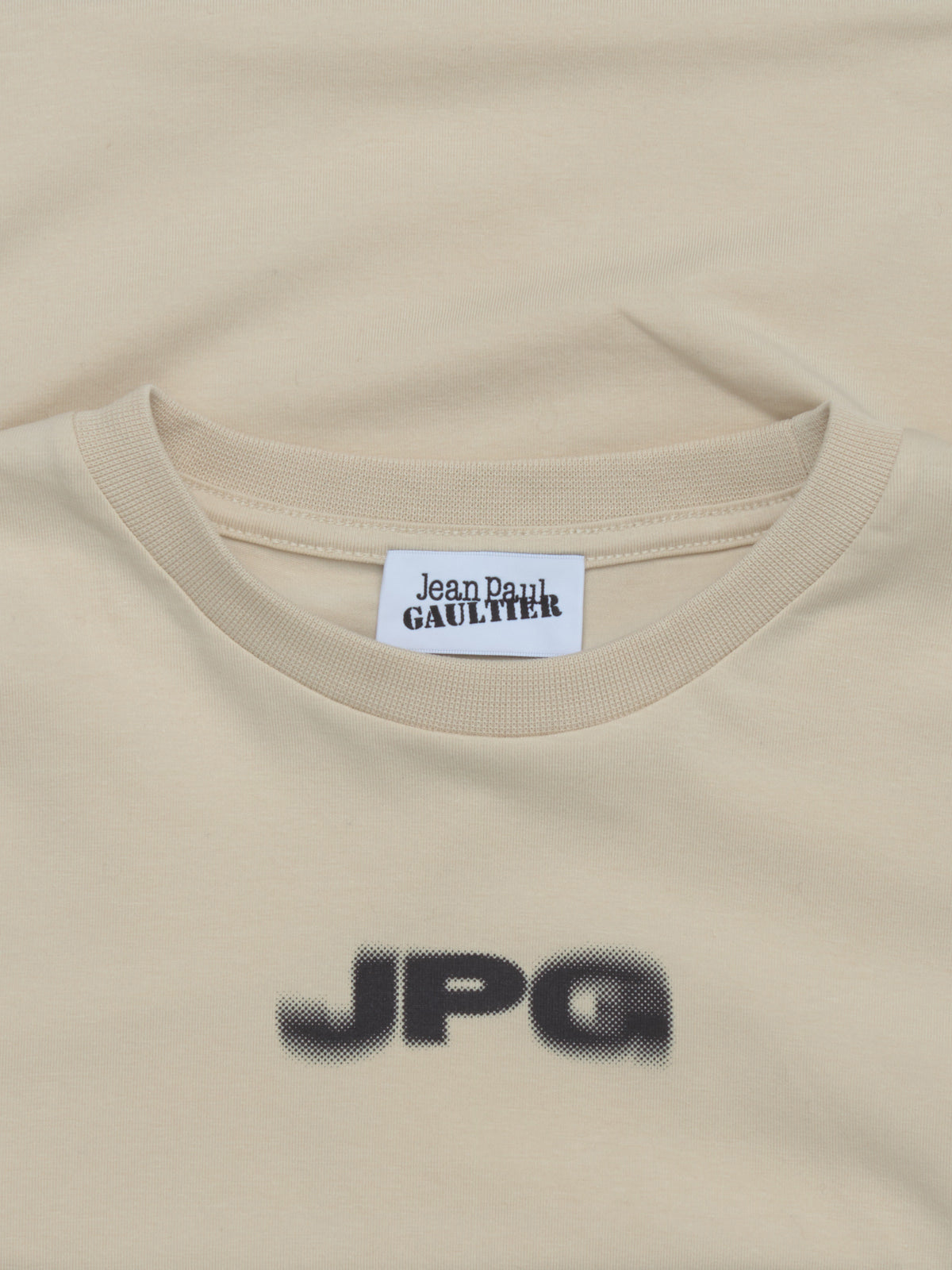 Cotton Baby Tee Printed "JPG" in Light Beige