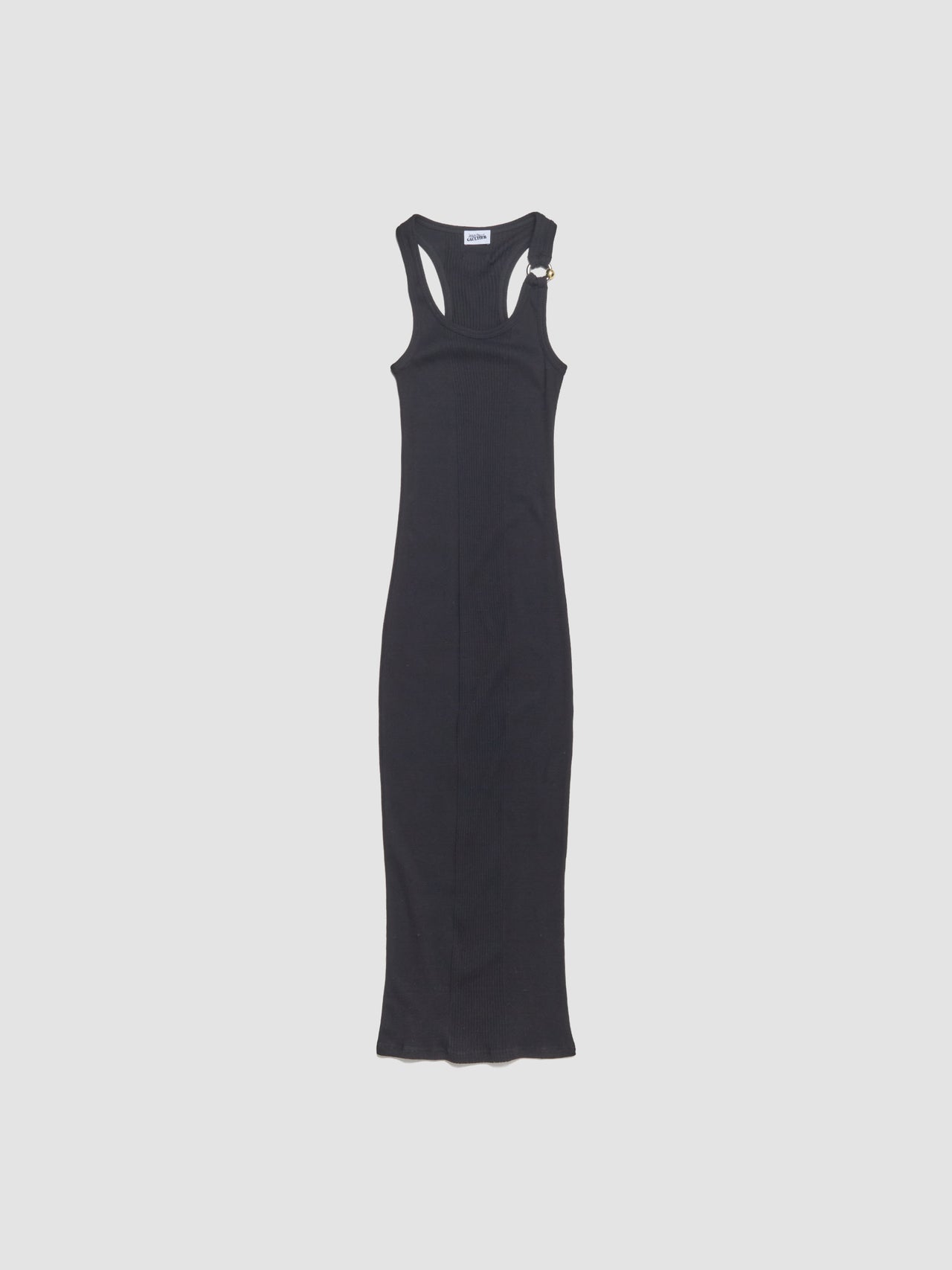 Long Dress with "Gaultier" Piercing Detail in Black
