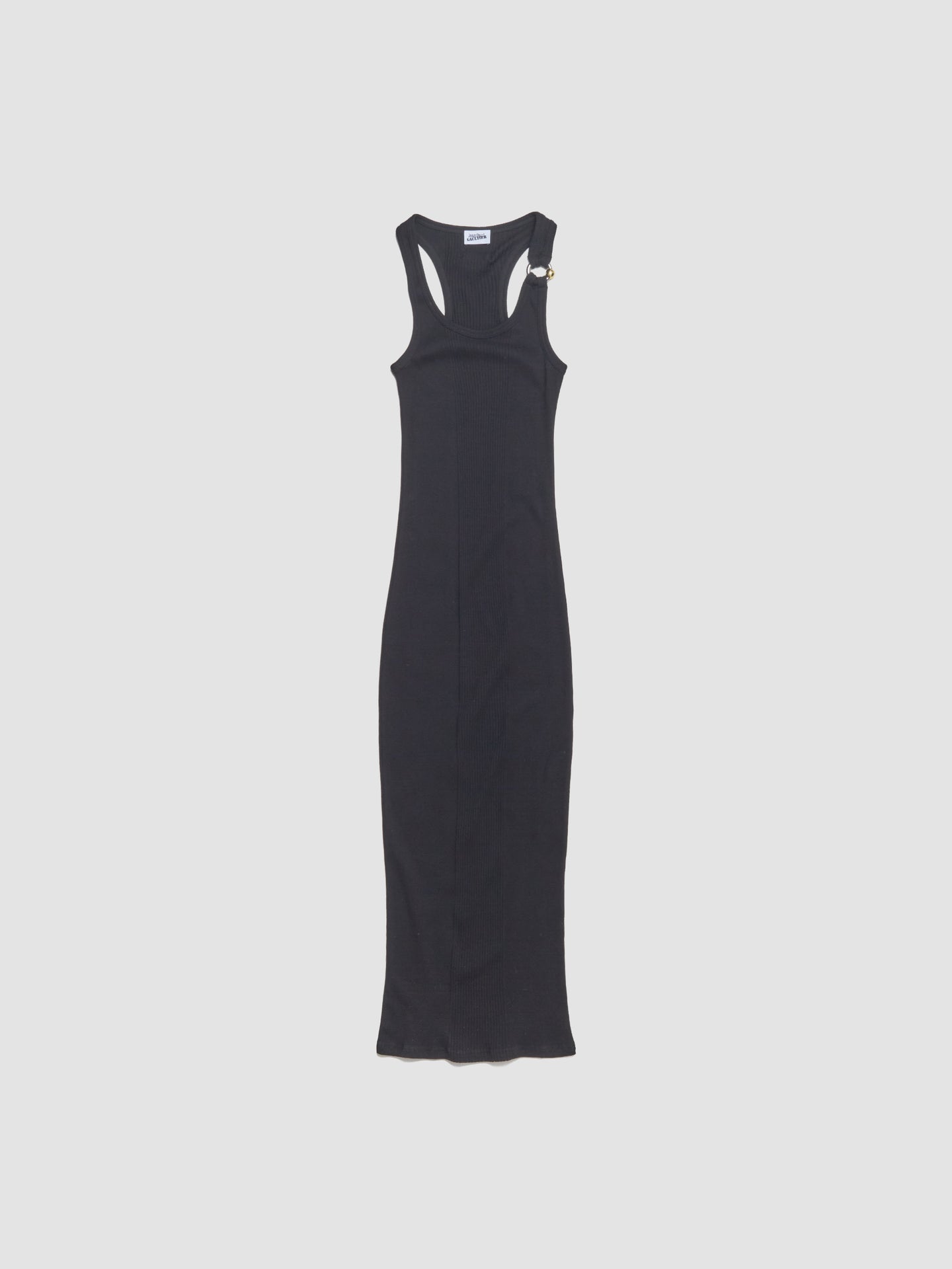 Long Dress with "Gaultier" Piercing Detail in Black