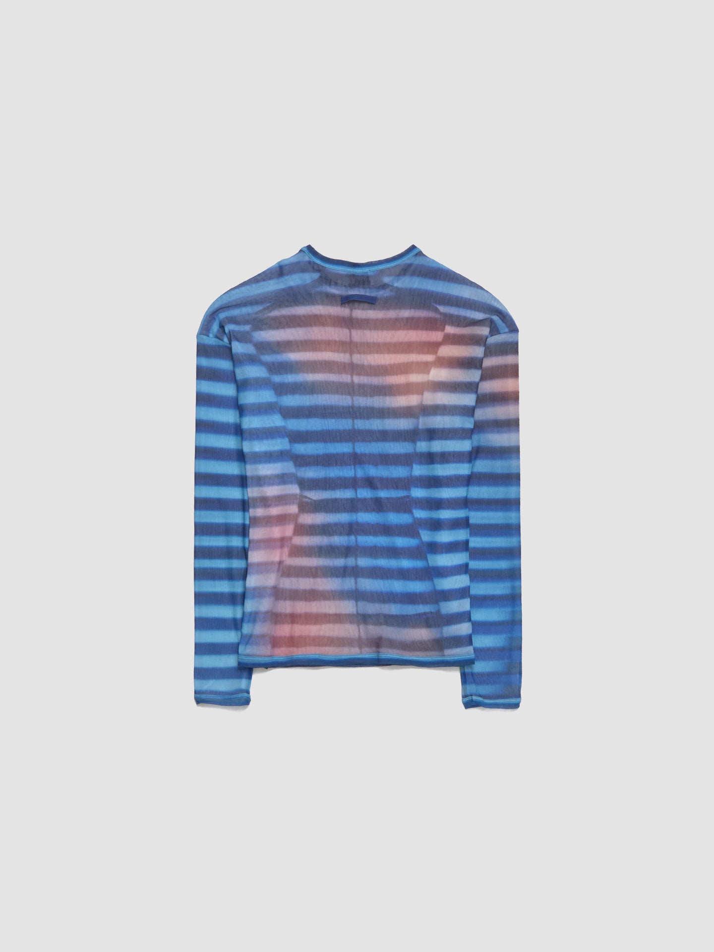 Oversized "Air" Printed Mesh Top in Blue & Peach