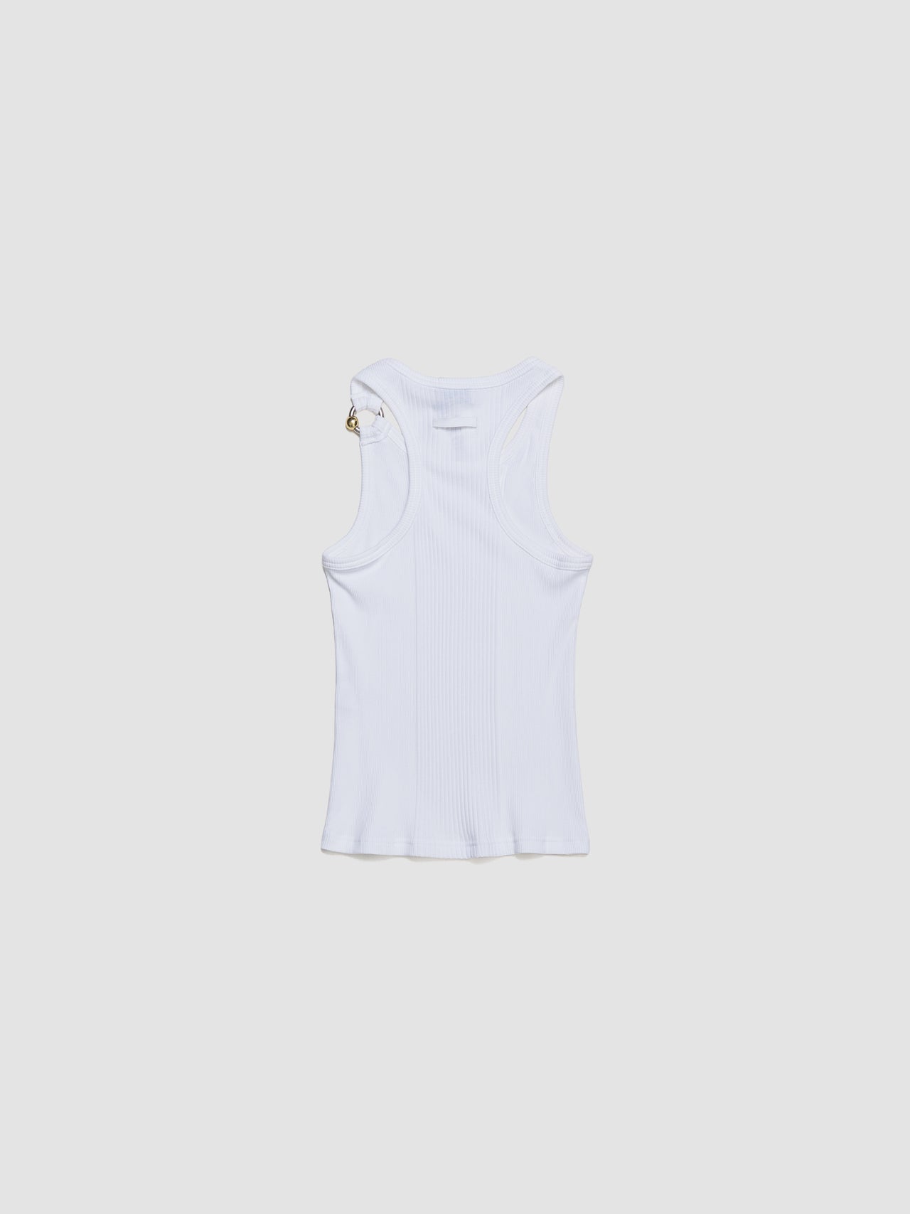 Tank Top with "Gaultier" Piercing Detail in White