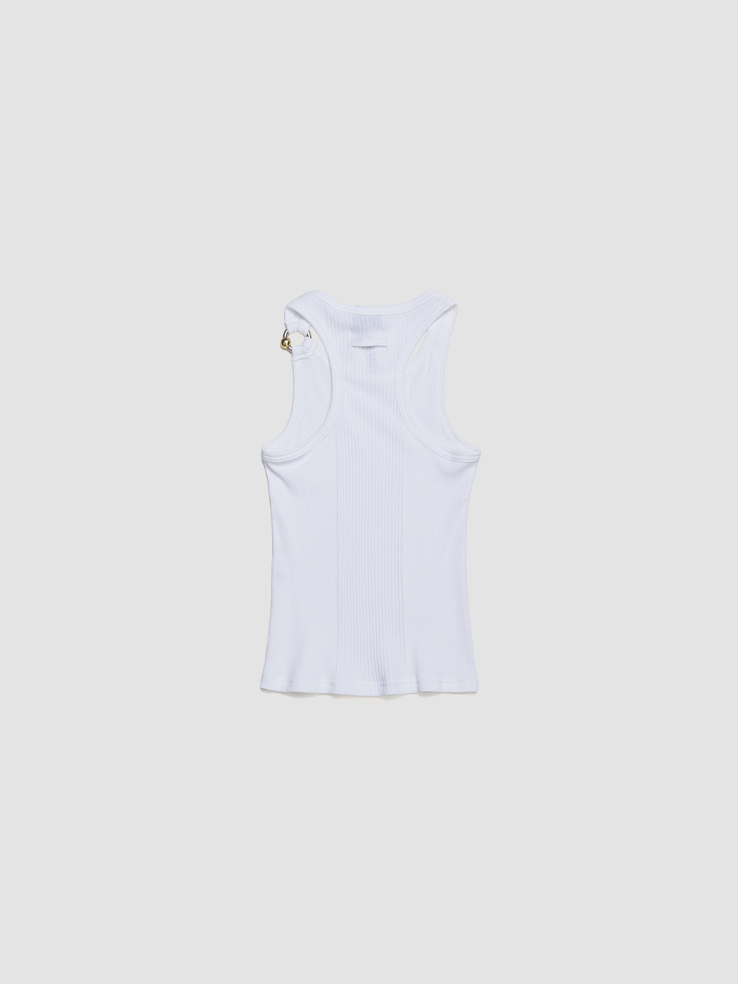 Tank Top with "Gaultier" Piercing Detail in White