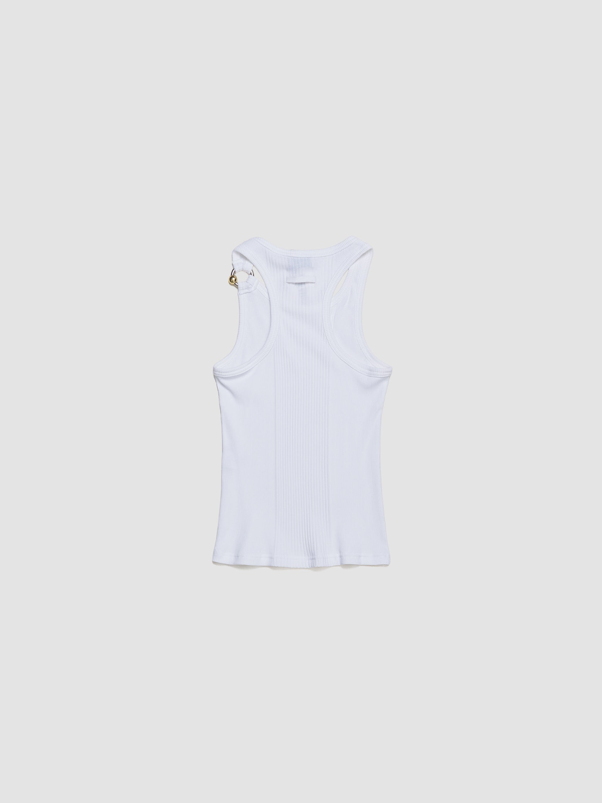 Tank Top with "Gaultier" Piercing Detail in White