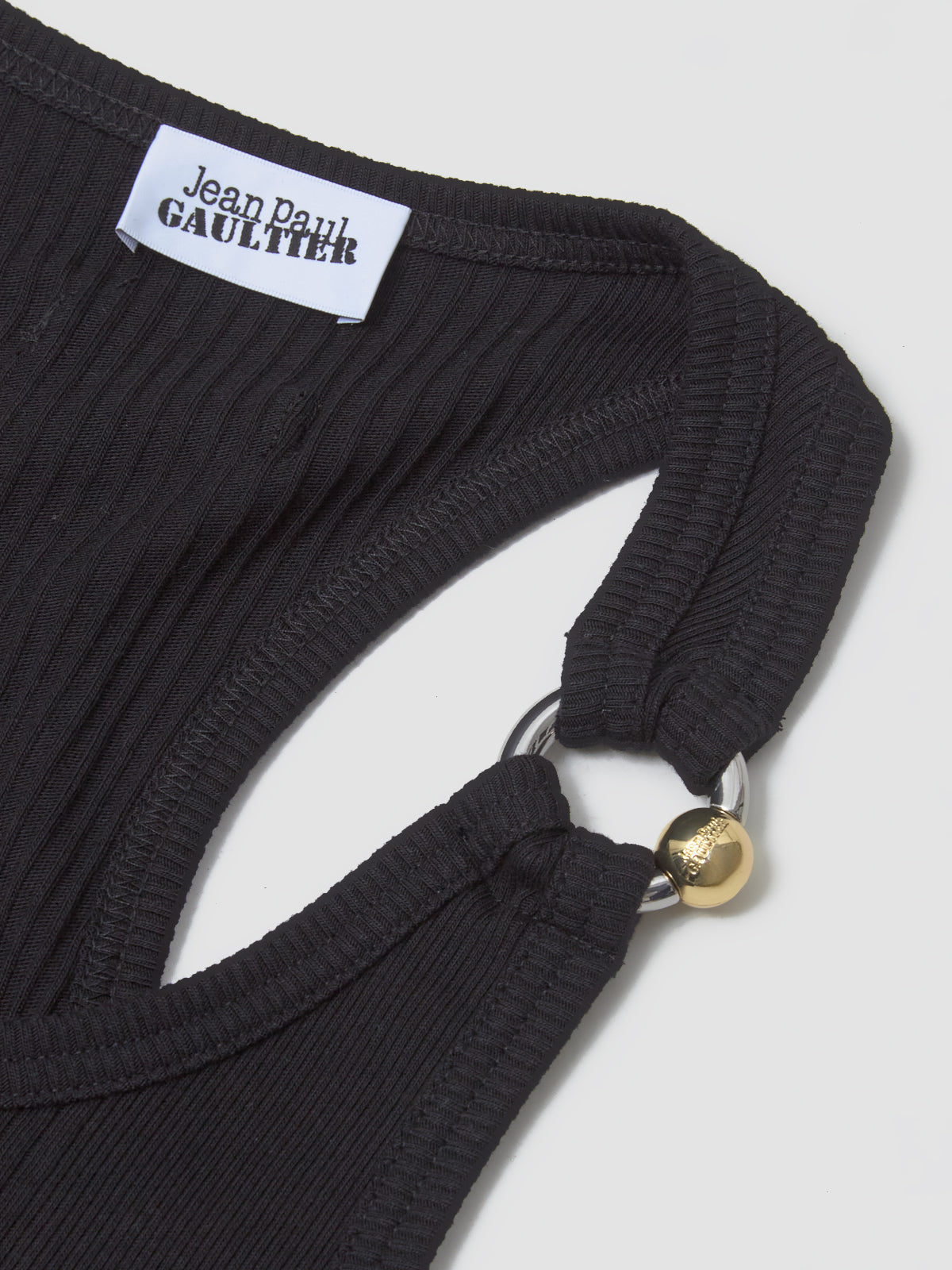 Long Dress with "Gaultier" Piercing Detail in Black