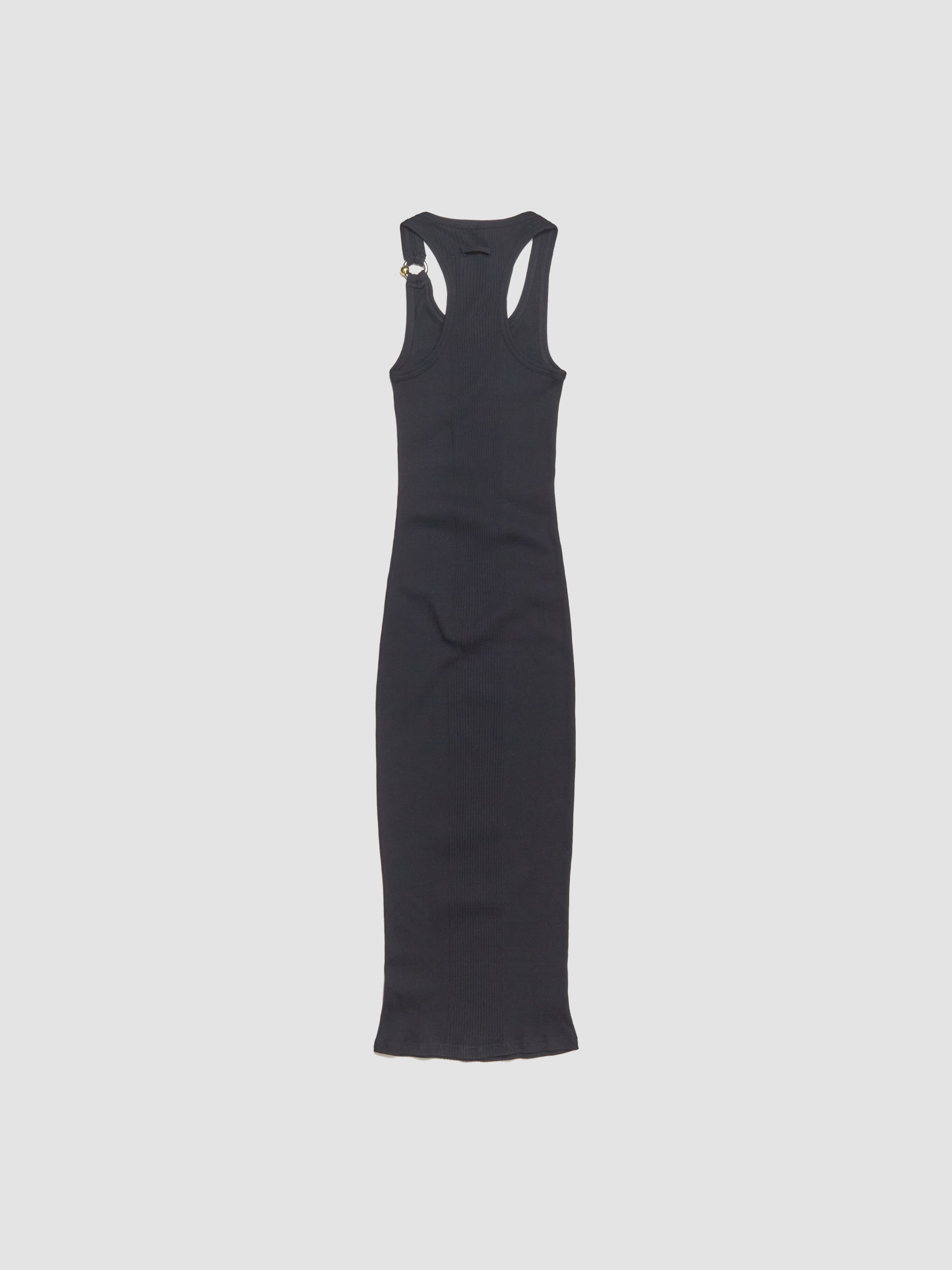 Long Dress with "Gaultier" Piercing Detail in Black