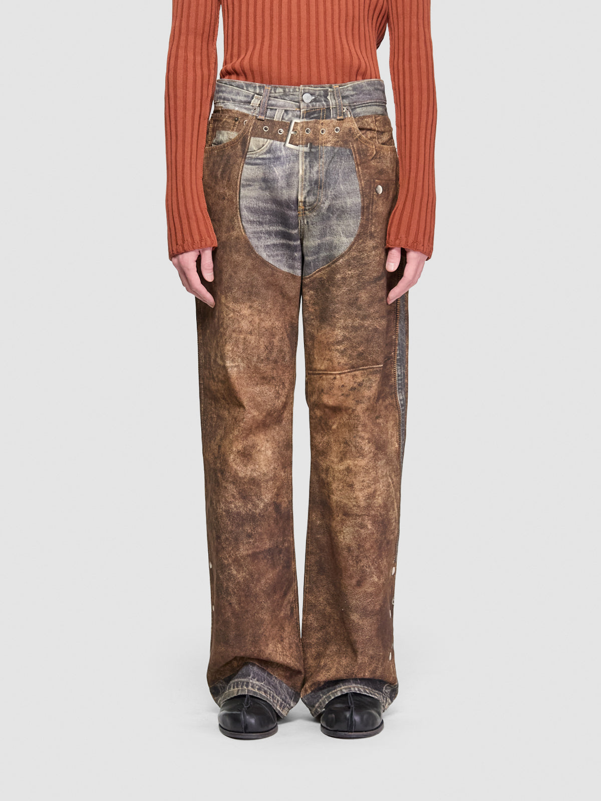 Printed Trousers in Blue & Brown