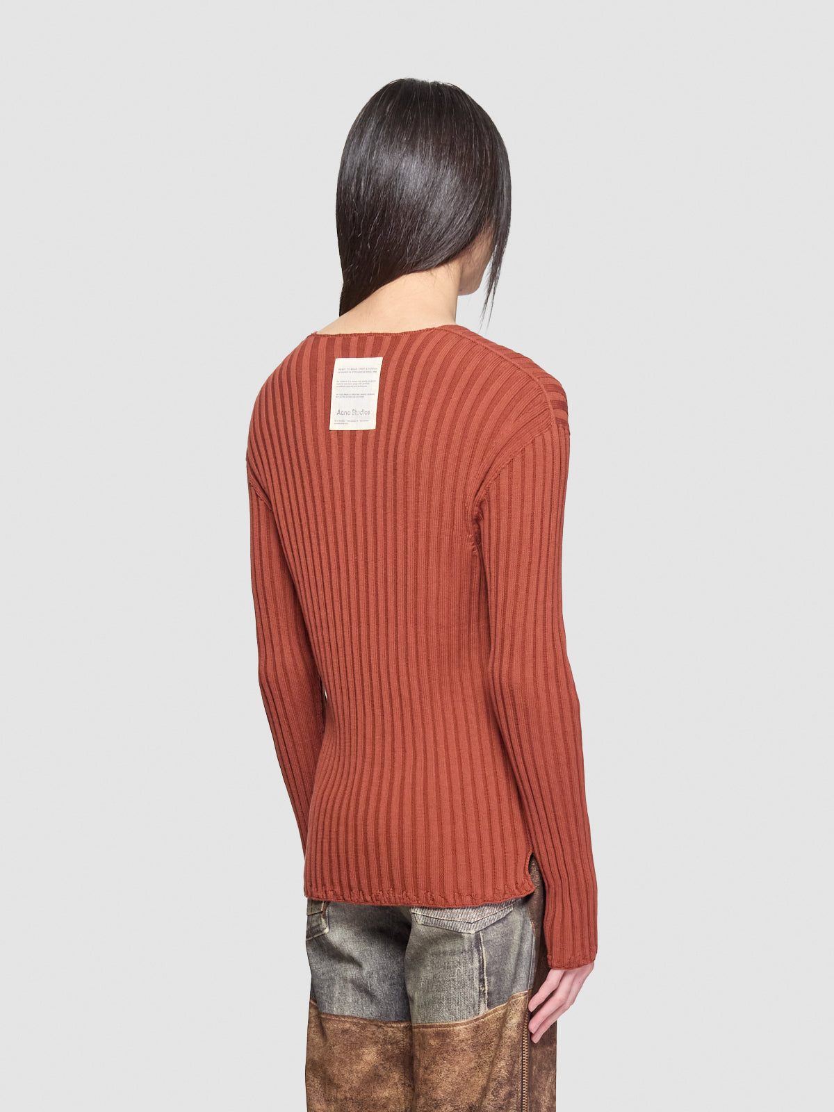 Ribbed Sweater in Terracotta Red
