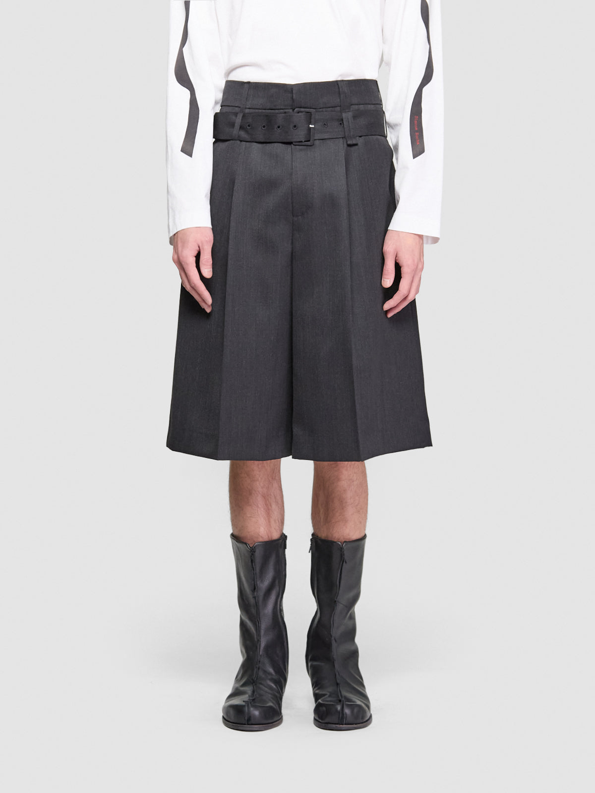 Wide Leg Multi Belt Loop Shorts in Black