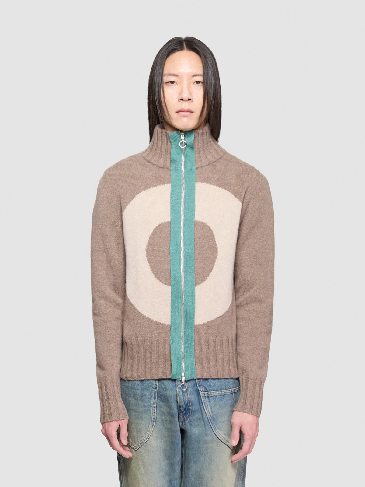 Vortex Window Knit Jacket in Brown