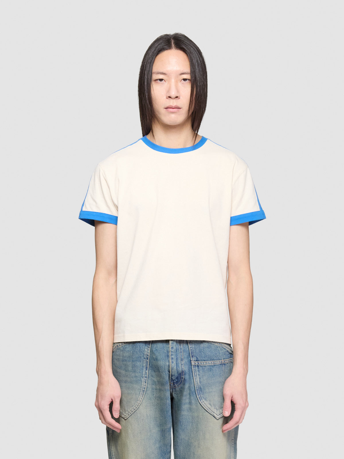 Diego Short Sleeve T-Shirt in White & Blue