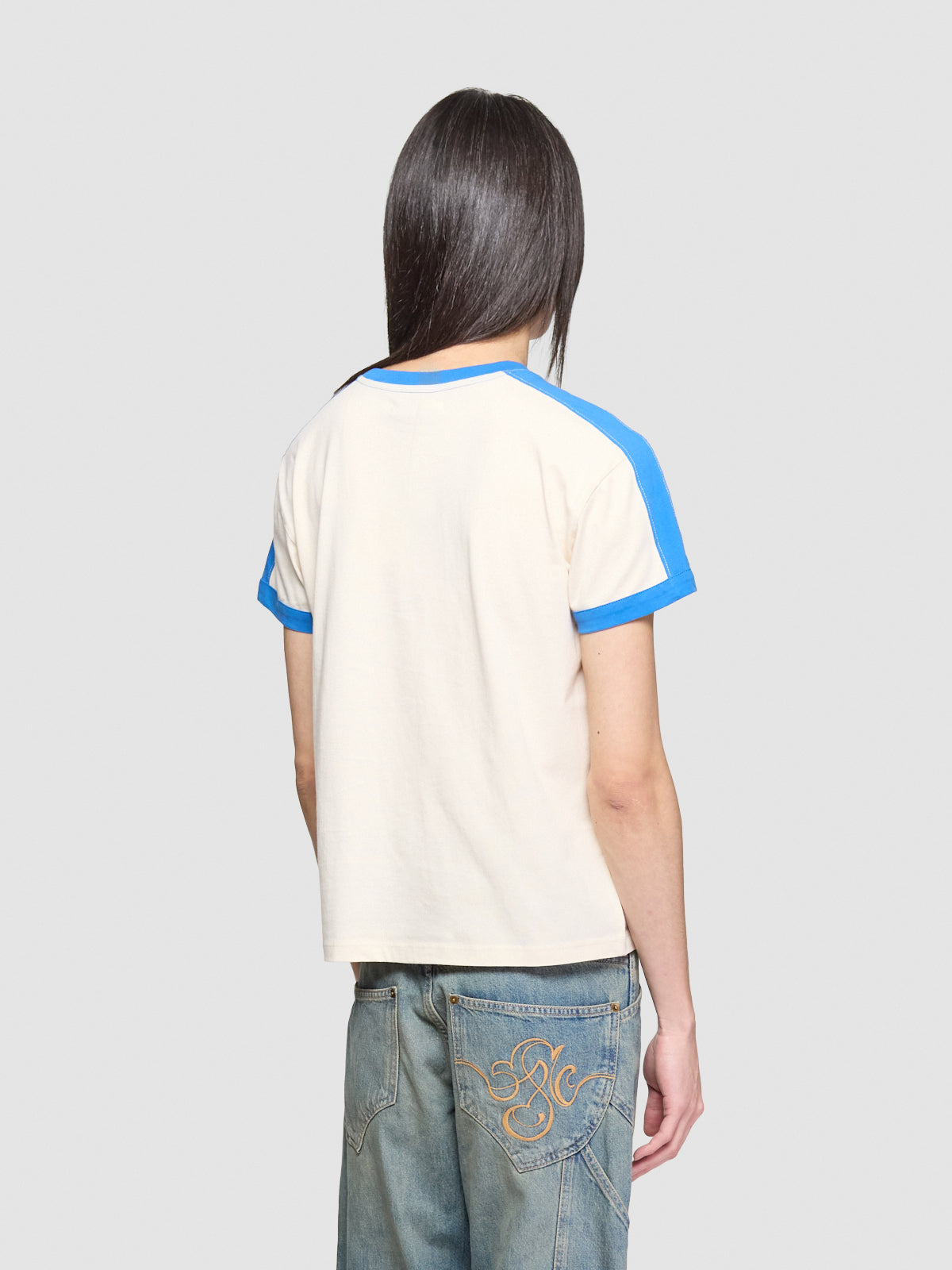 Diego Short Sleeve T-Shirt in White & Blue