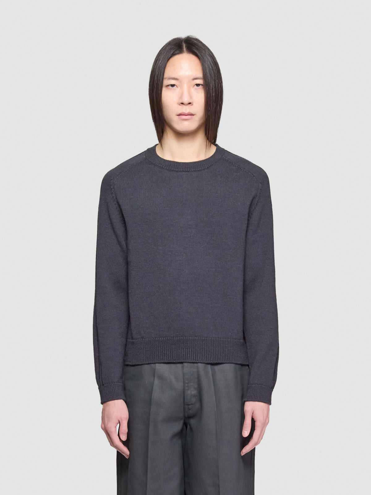 True Roundneck in Off Black Rustic Merino