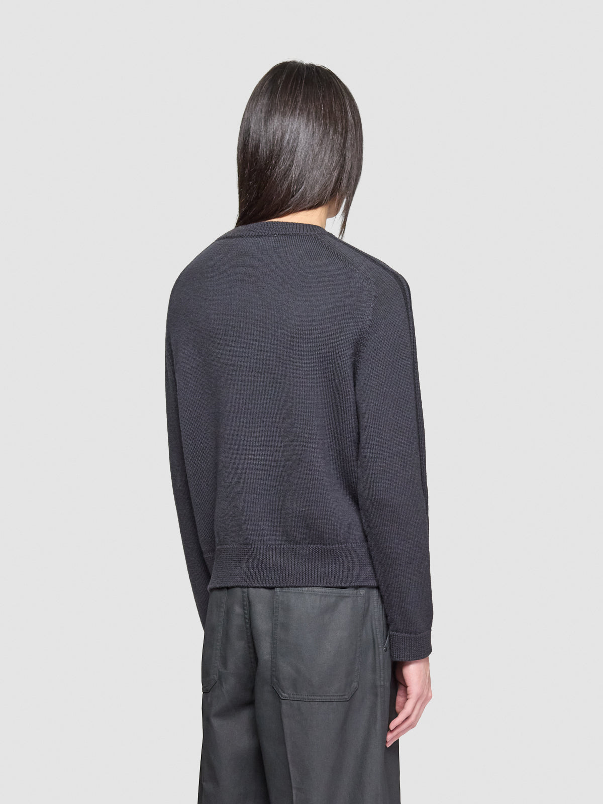 True Roundneck in Off Black Rustic Merino