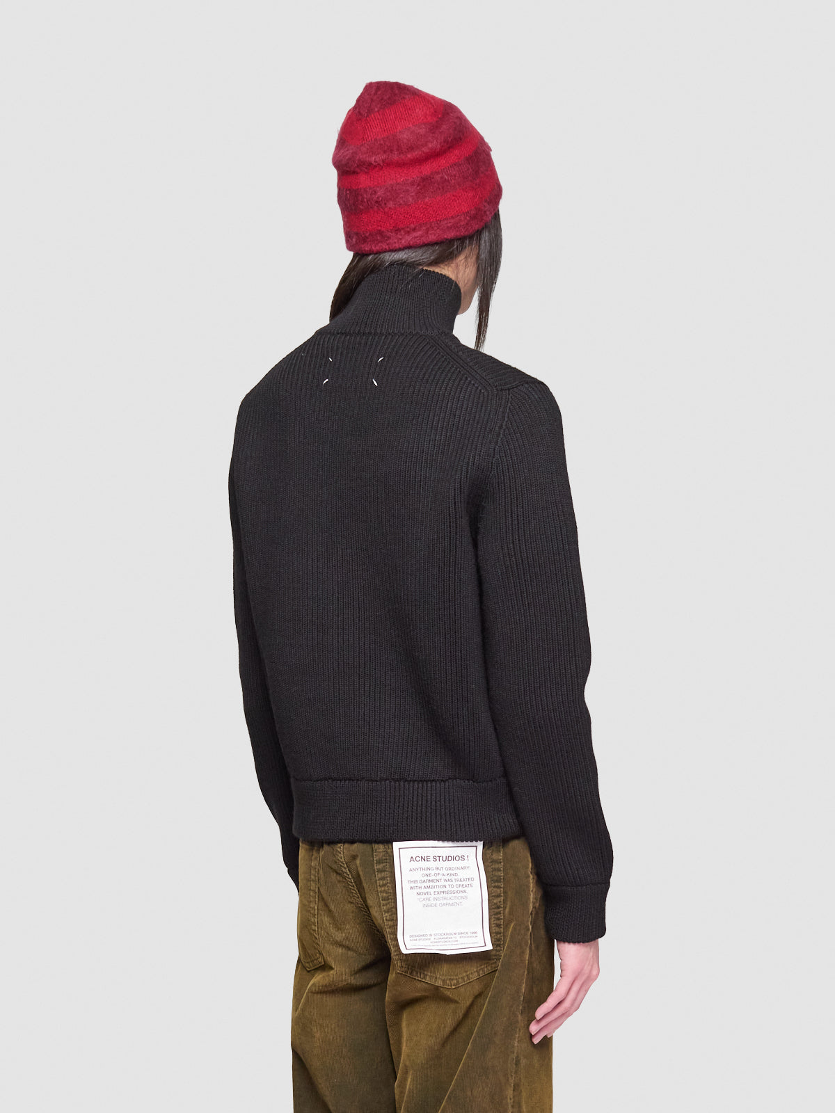 Zip Wool Cardigan in Black