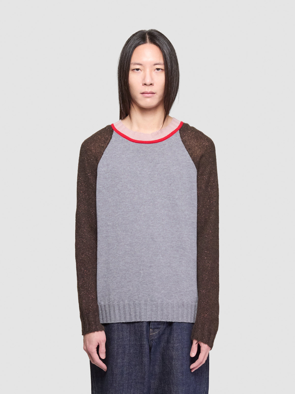 Jock In The Closet Sweater in Grey & Brown