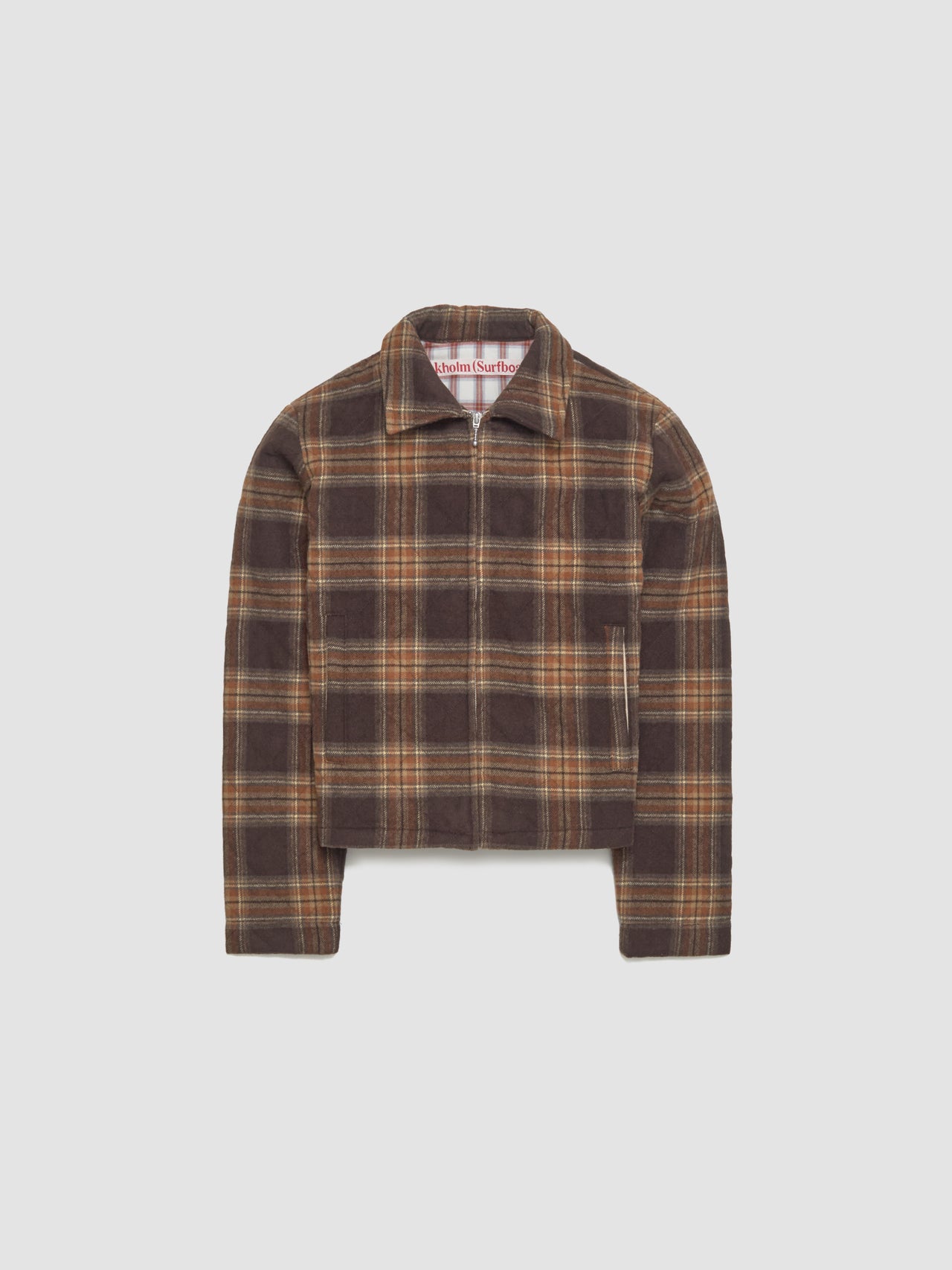 Phil Quilted Blouson Jacket in Brown Check