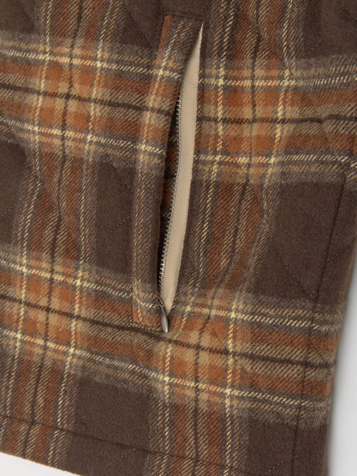 Phil Quilted Blouson Jacket in Brown Check