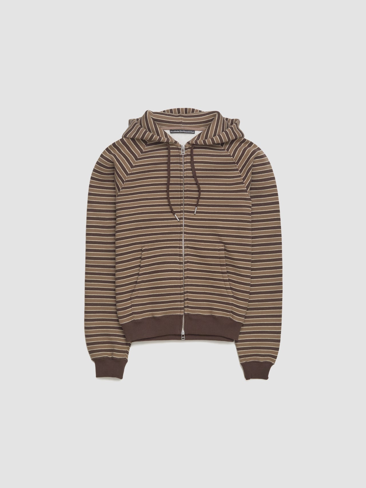 Ace Striped Zip Hoodie in Brown